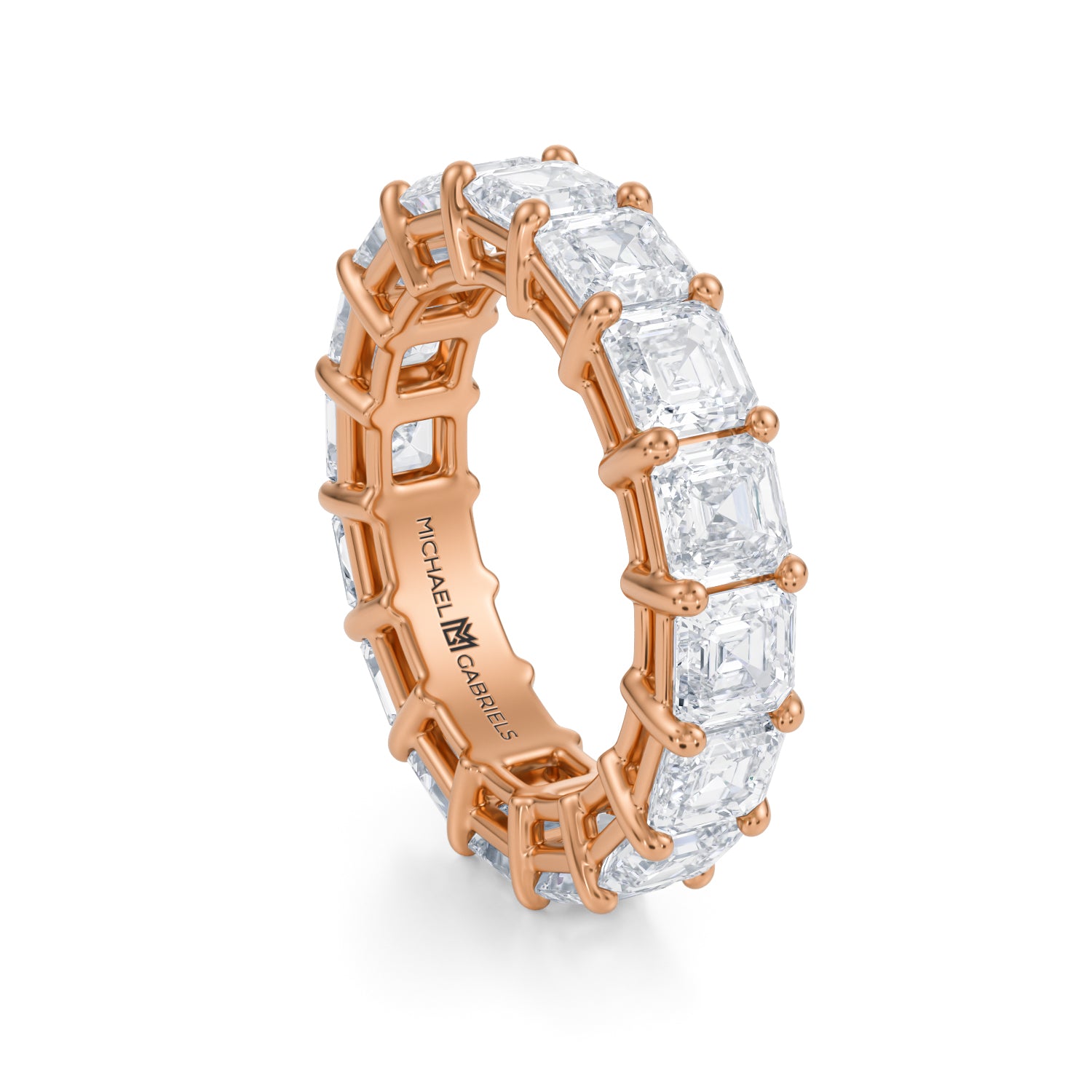 6 Carat Asscher Cut Lab Grown Diamond Basket Eternity Band - Michael Gabriels