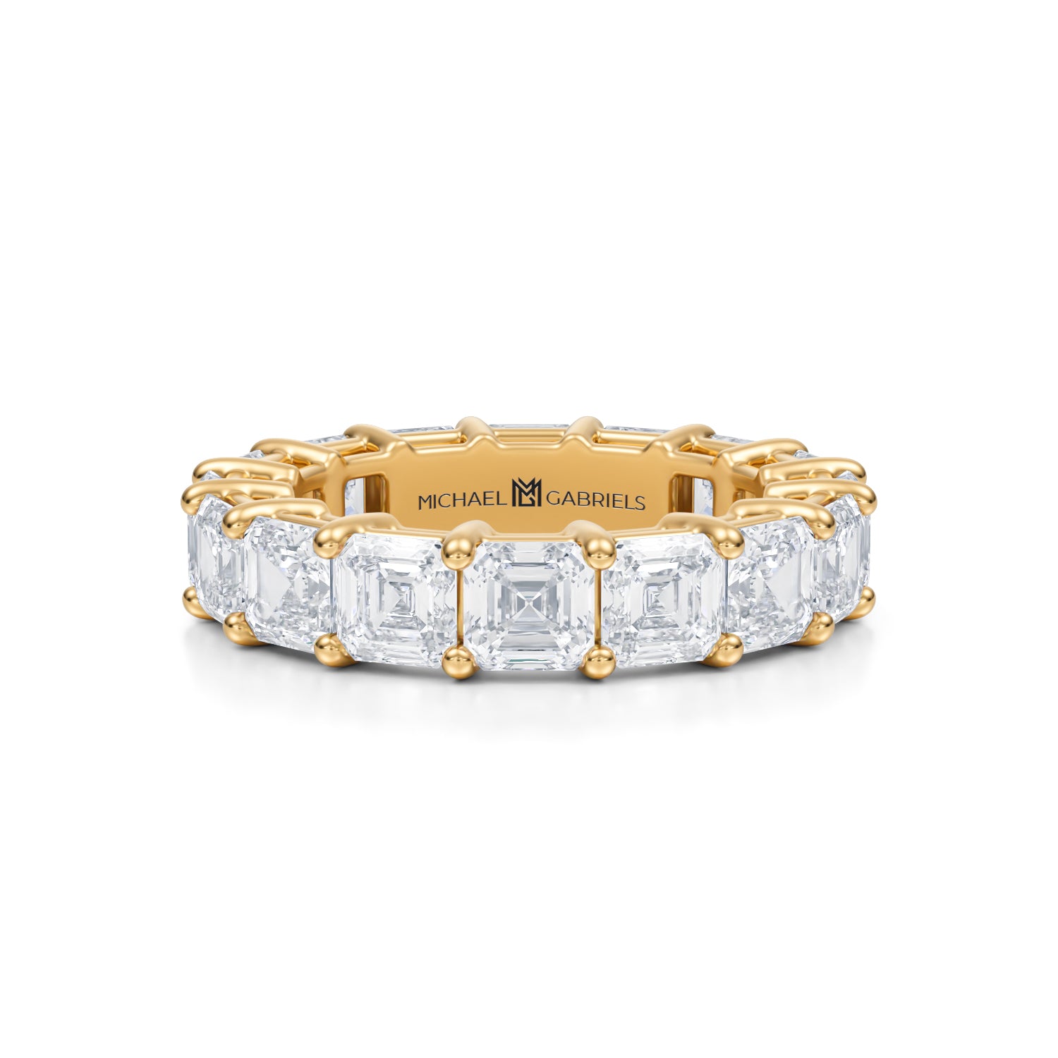6 Carat Asscher Cut Lab Grown Diamond Basket Eternity Band - Michael Gabriels