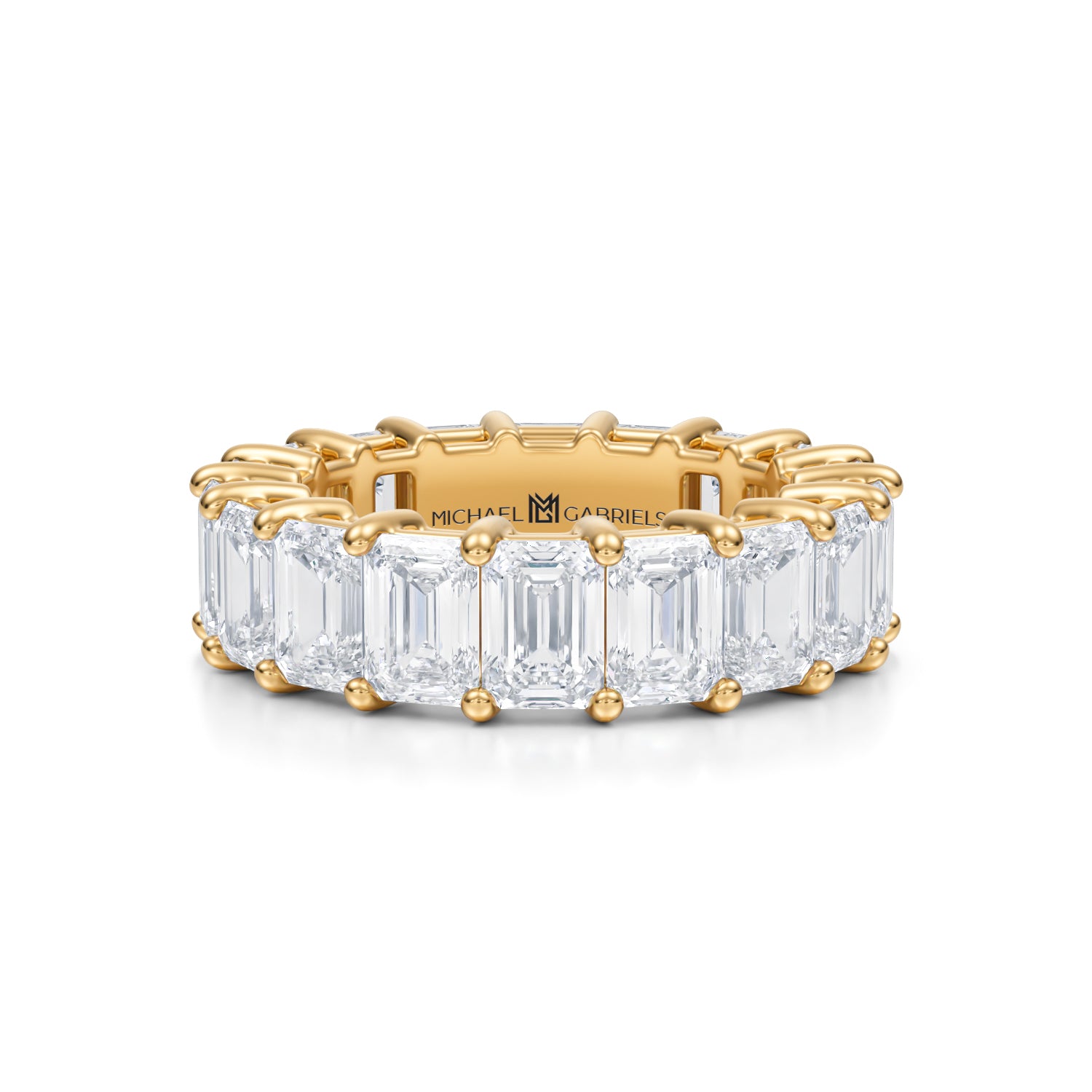6 Carat Emerald Lab Grown Diamond Basket Eternity Band - Michael Gabriels