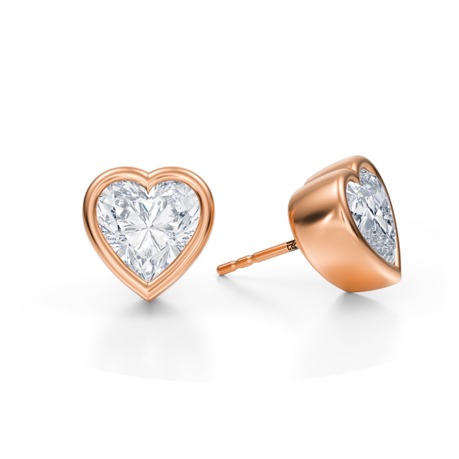 6 Carat Heart Shape Bezel Lab Grown Diamond Stud Earrings