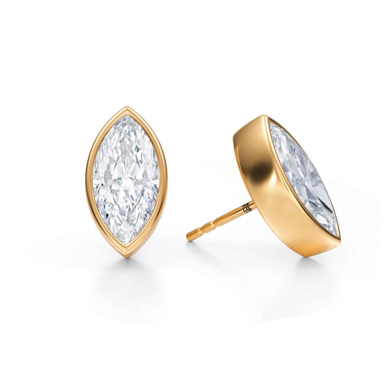 6 Carat Marquise Bezel Stud Lab Grown Diamond Earrings - Michael Gabriels
