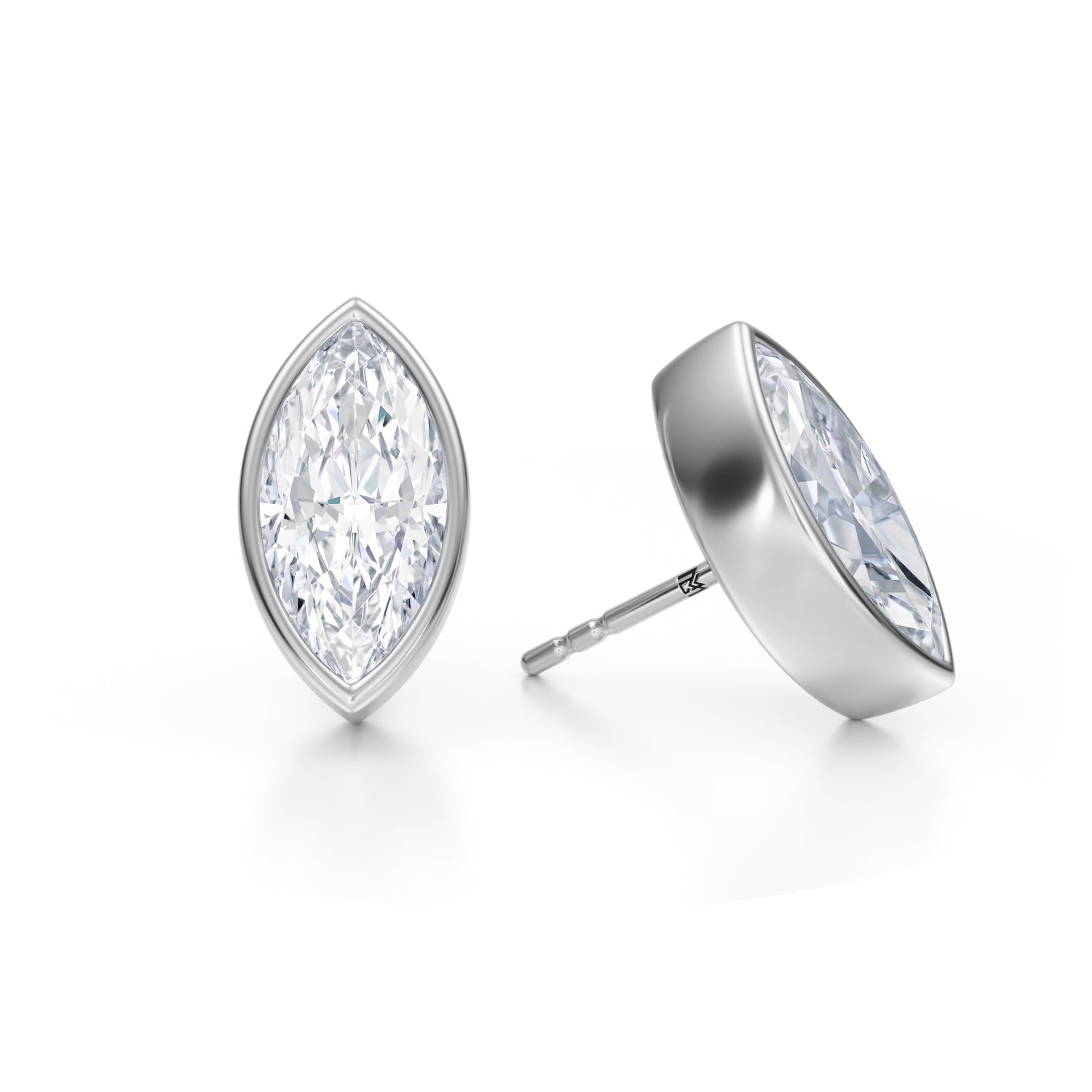 6 Carat Marquise Bezel Stud Lab Grown Diamond Earrings - Michael Gabriels