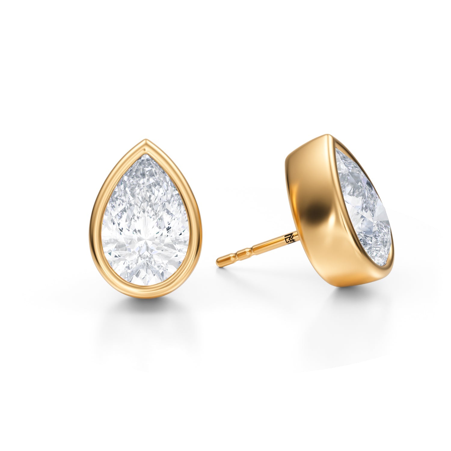 Carat Pear Bezel Stud Lab Grown Diamond Earrings Michael Gabriels