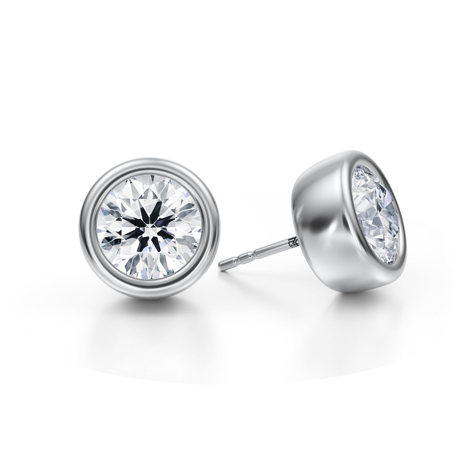 6 Carat Round Bezel Stud Lab Grown Diamond Earrings - Michael Gabriels