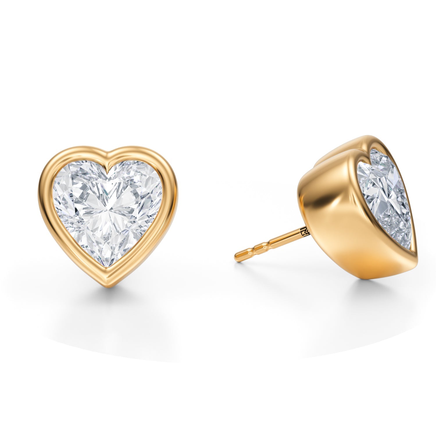 7 Carat Heart Shape Bezel Stud Lab Grown Diamond Earrings - Michael Gabriels
