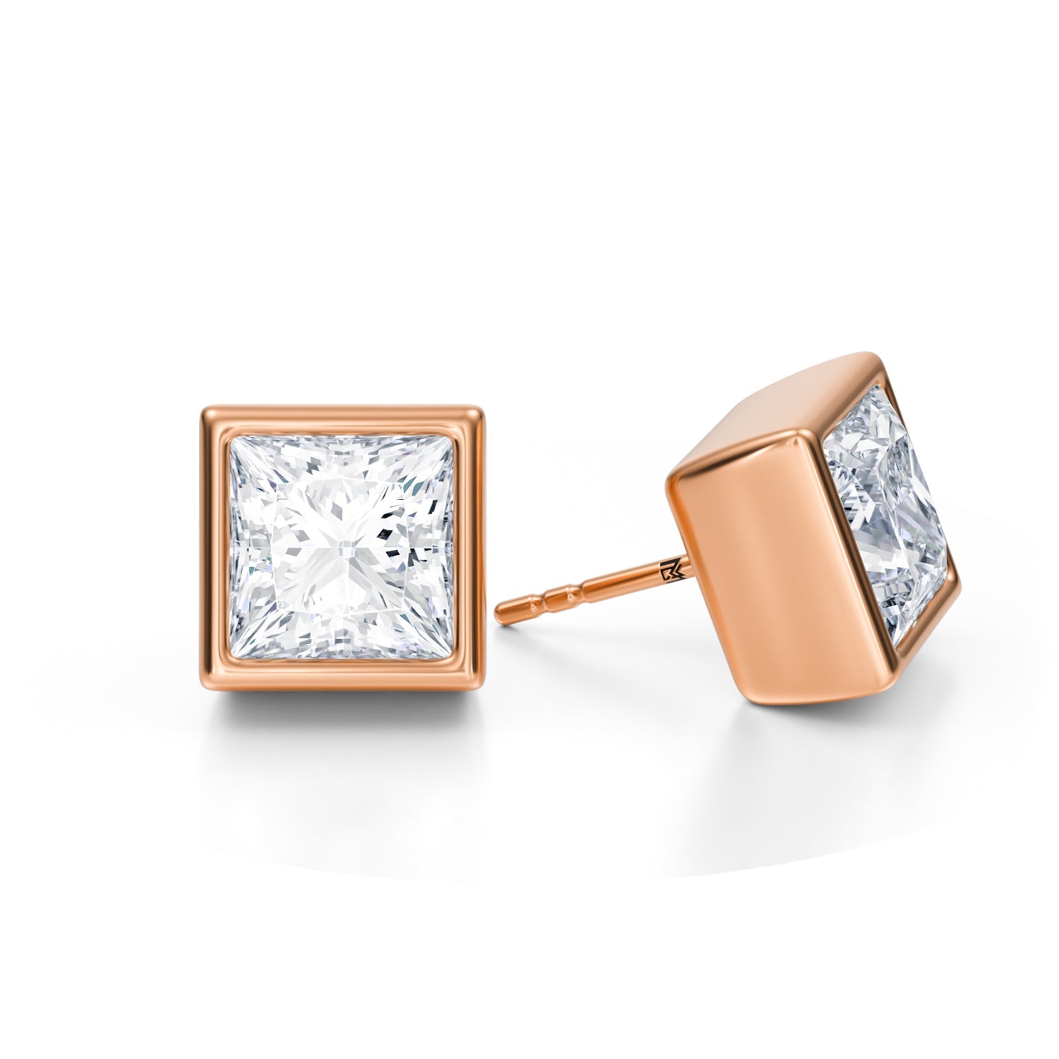 7 Carat Princess Cut Bezel Stud Lab Grown Diamond Earrings - Michael Gabriels