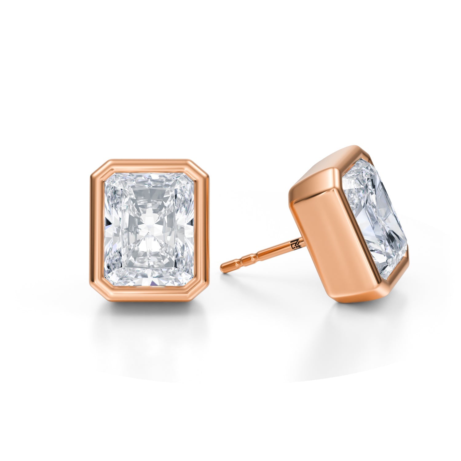7 Carat Radiant Bezel Stud Lab Grown Diamond Earrings - Michael Gabriels