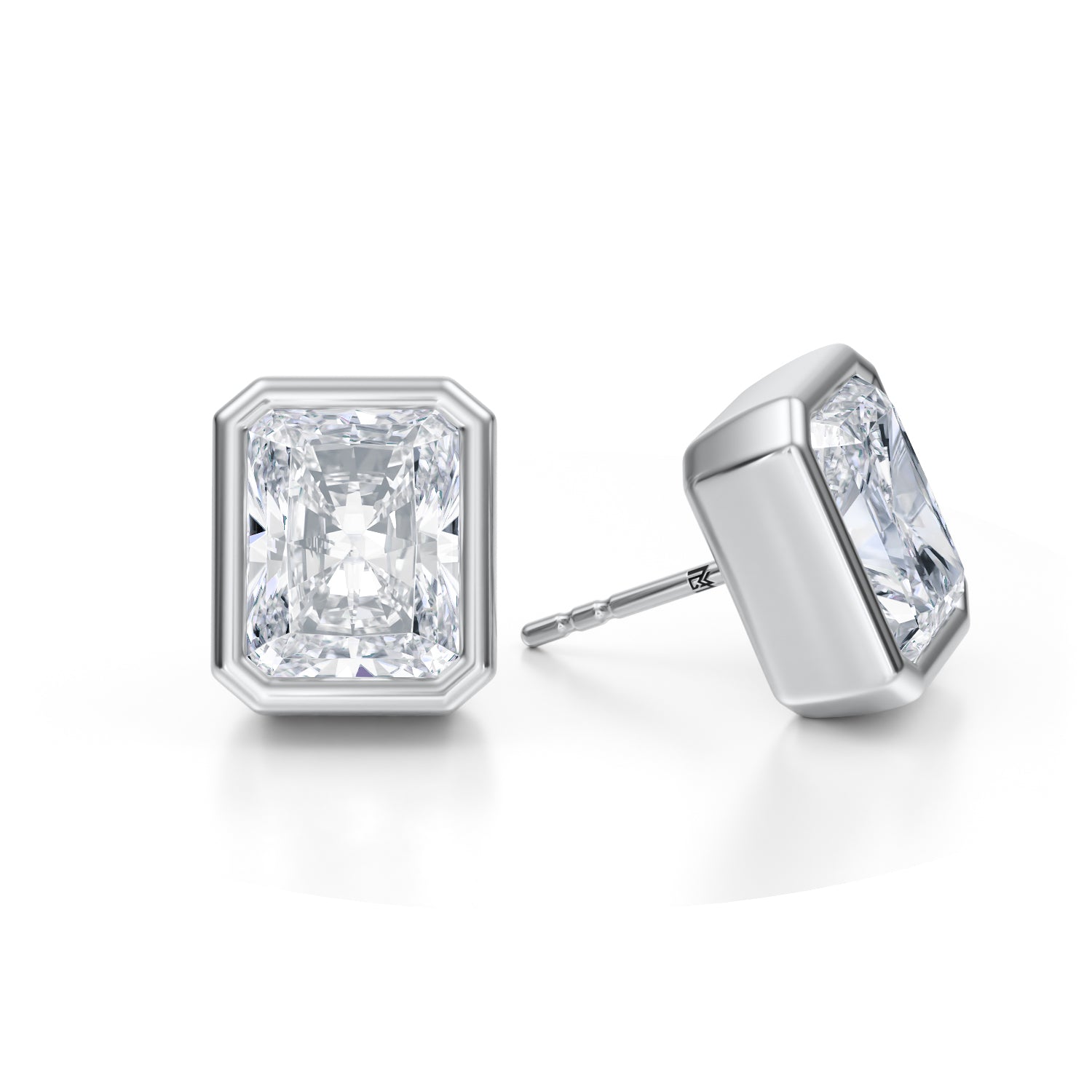 7 Carat Radiant Bezel Stud Lab Grown Diamond Earrings - Michael Gabriels