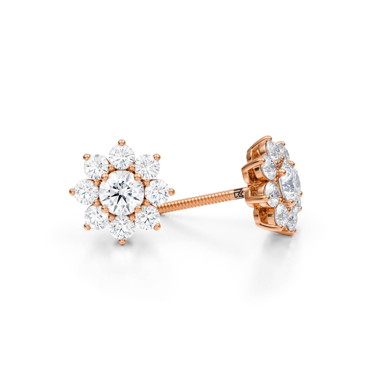 1.25 Carat Round Flower Cluster Stud Earrings