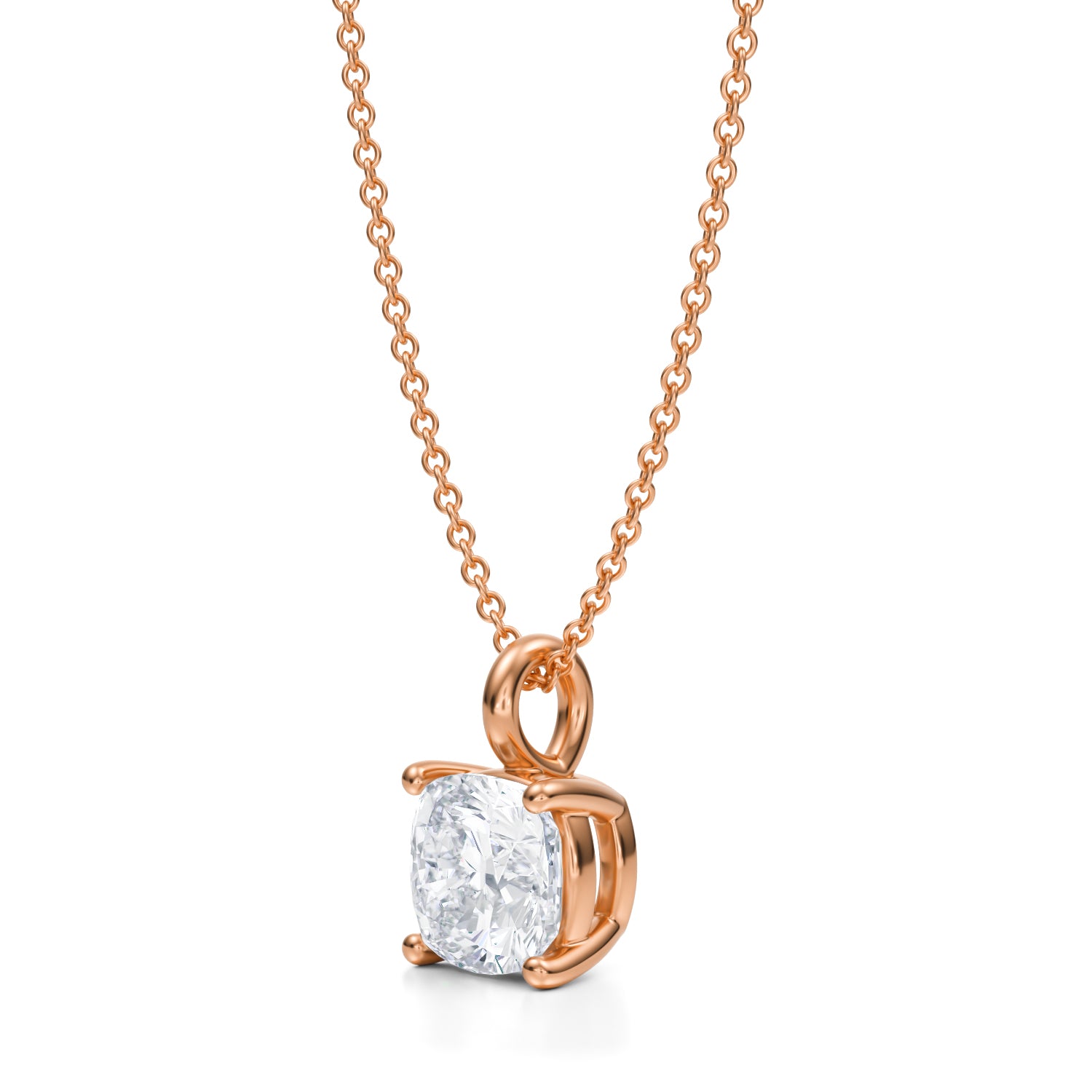 2 Carat Cushion Lab Grown Diamond Solitaire Pendant