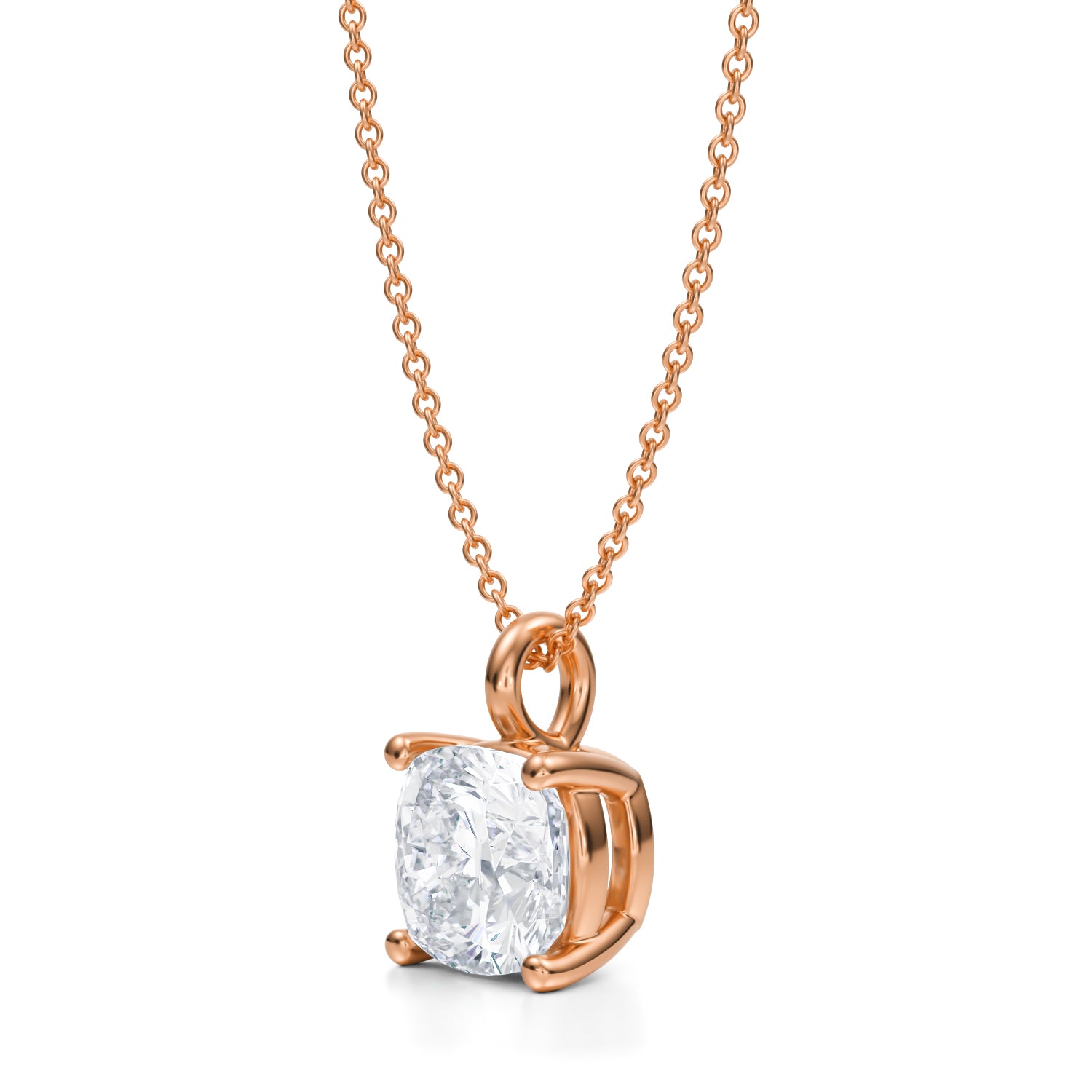 3 Carat Cushion Lab Grown Diamond Solitaire Pendant