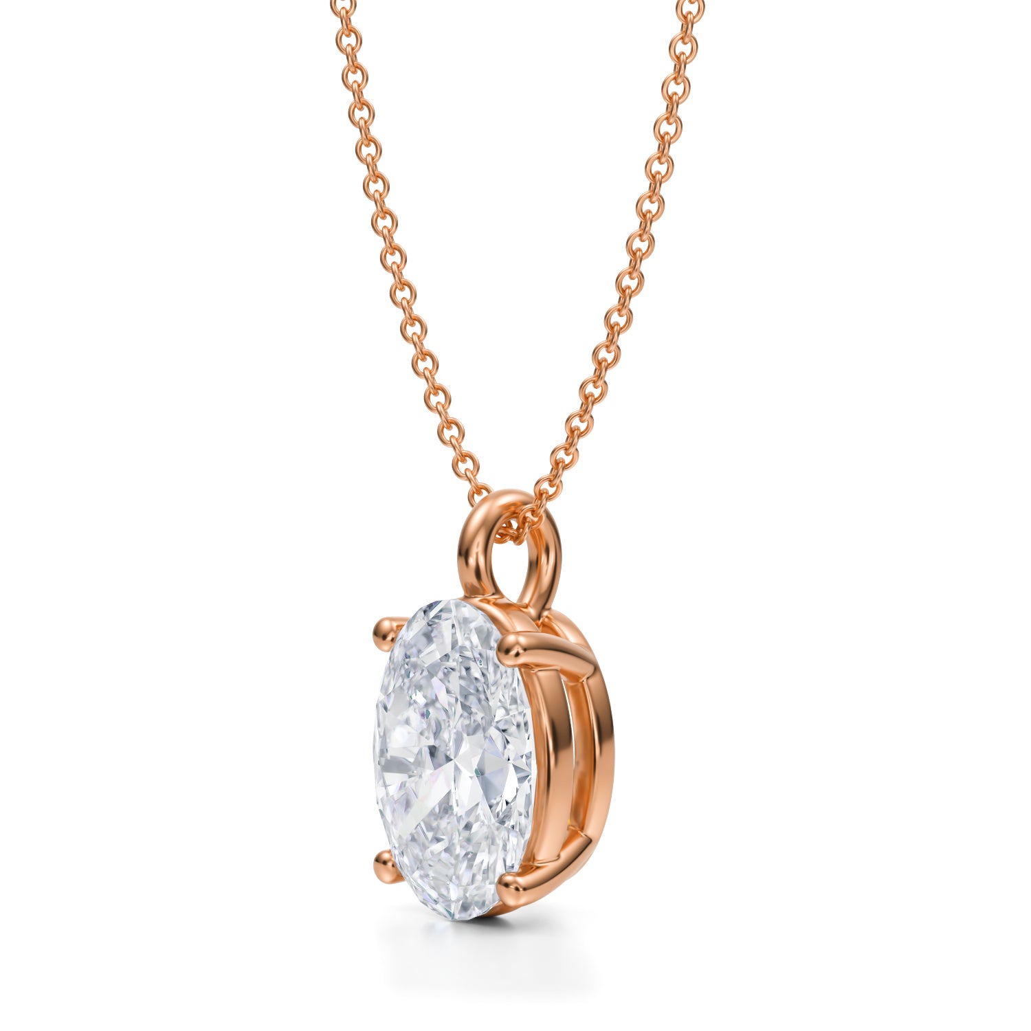 3 1/2 Carat Oval Lab Grown Diamond Solitaire Pendant