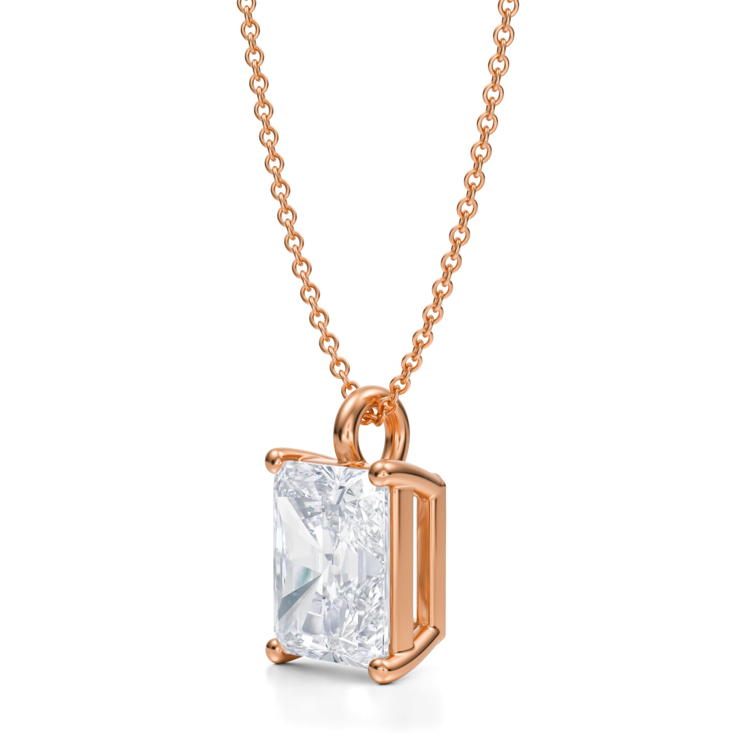 3 1/2 Carat Radiant Lab Grown Diamond Solitaire Pendant