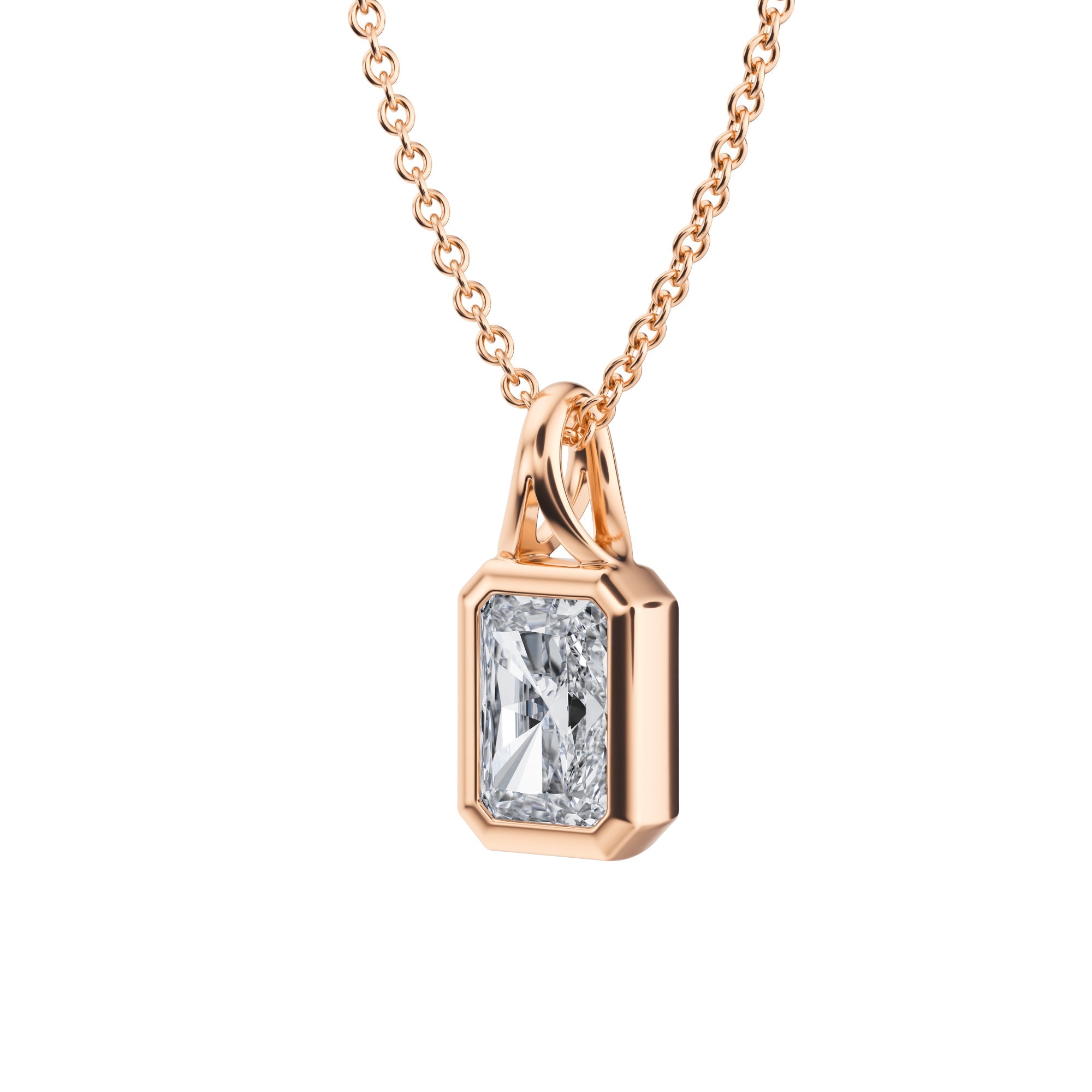 Mesmerizing 3 carat lab-grown diamond solitaire pendant, meticulously basket set on a platinium necklace.