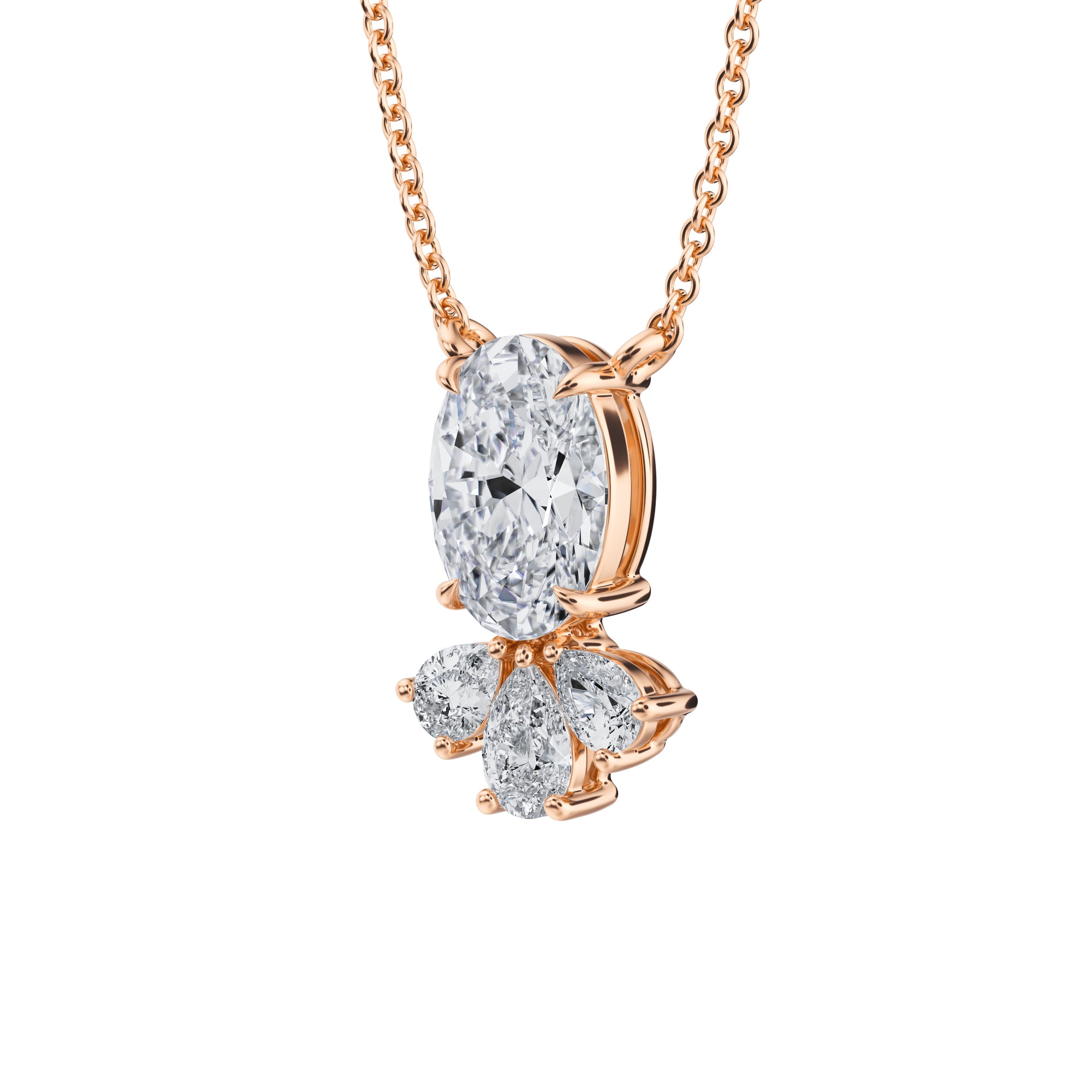 1.5 Carat Oval Royal Marquise Cluster Pendant