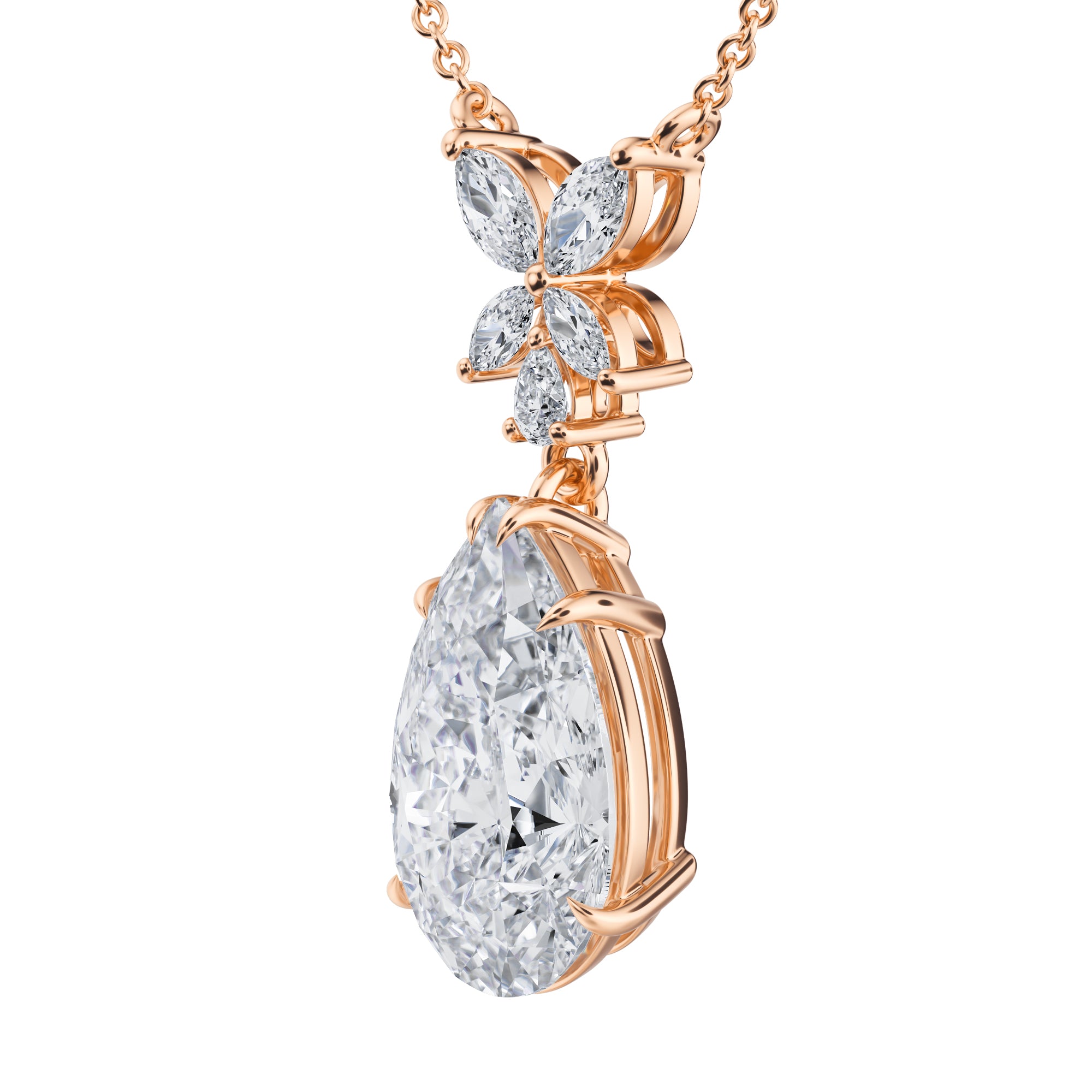 Pear And Marquise Pendant Necklace 4.5 Carat