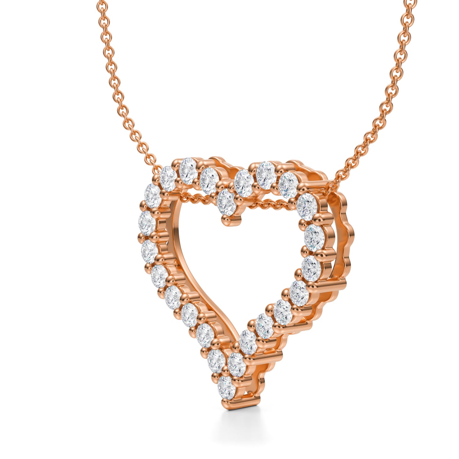 Lab Grown Diamond 2 Way Heart Necklace | 1 ctw