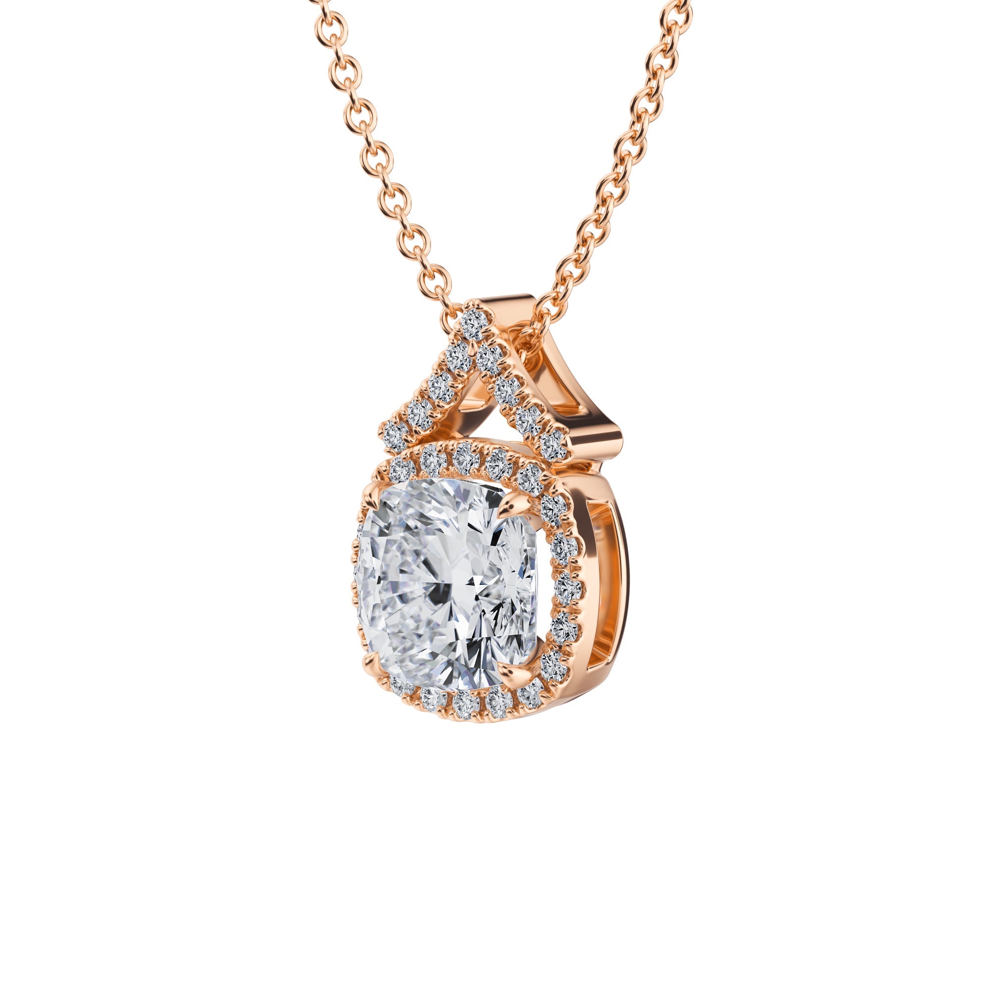 1 1/2 Carat Cushion Halo Pendants