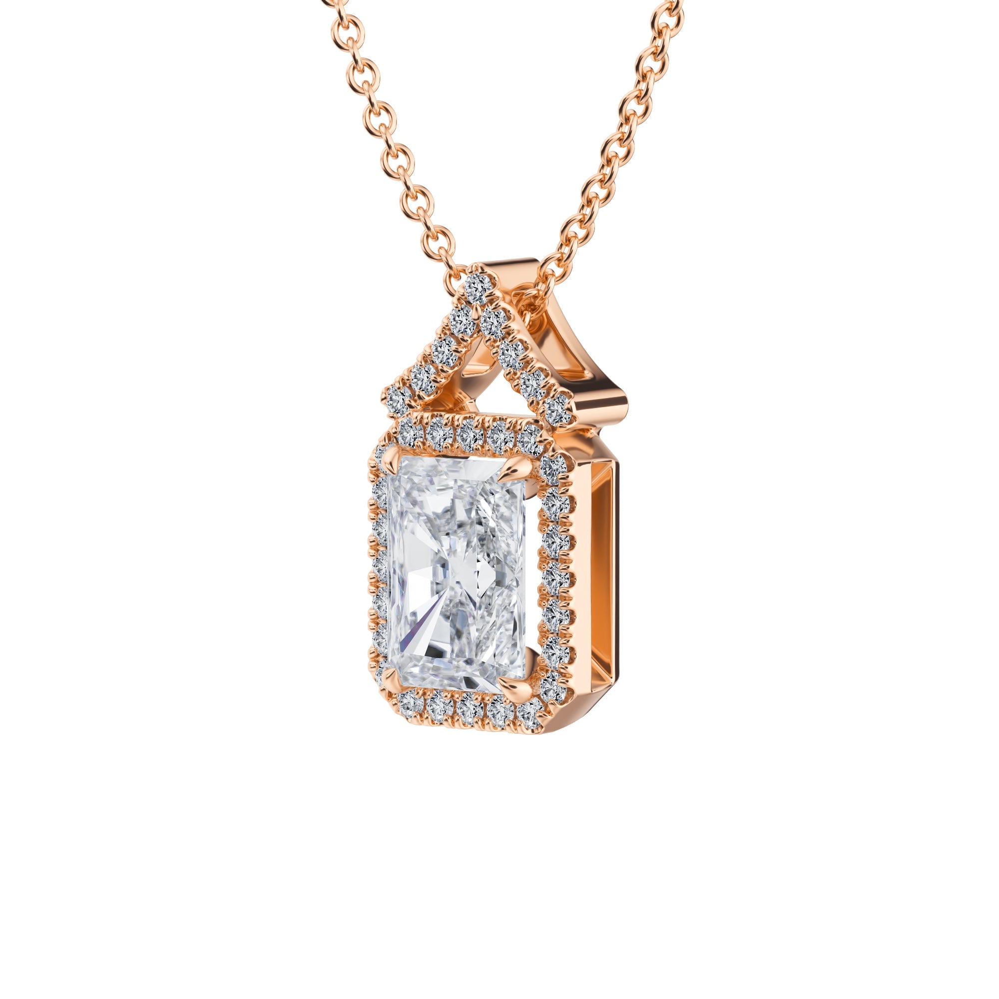 1 Carat Radiant Halo Pendants