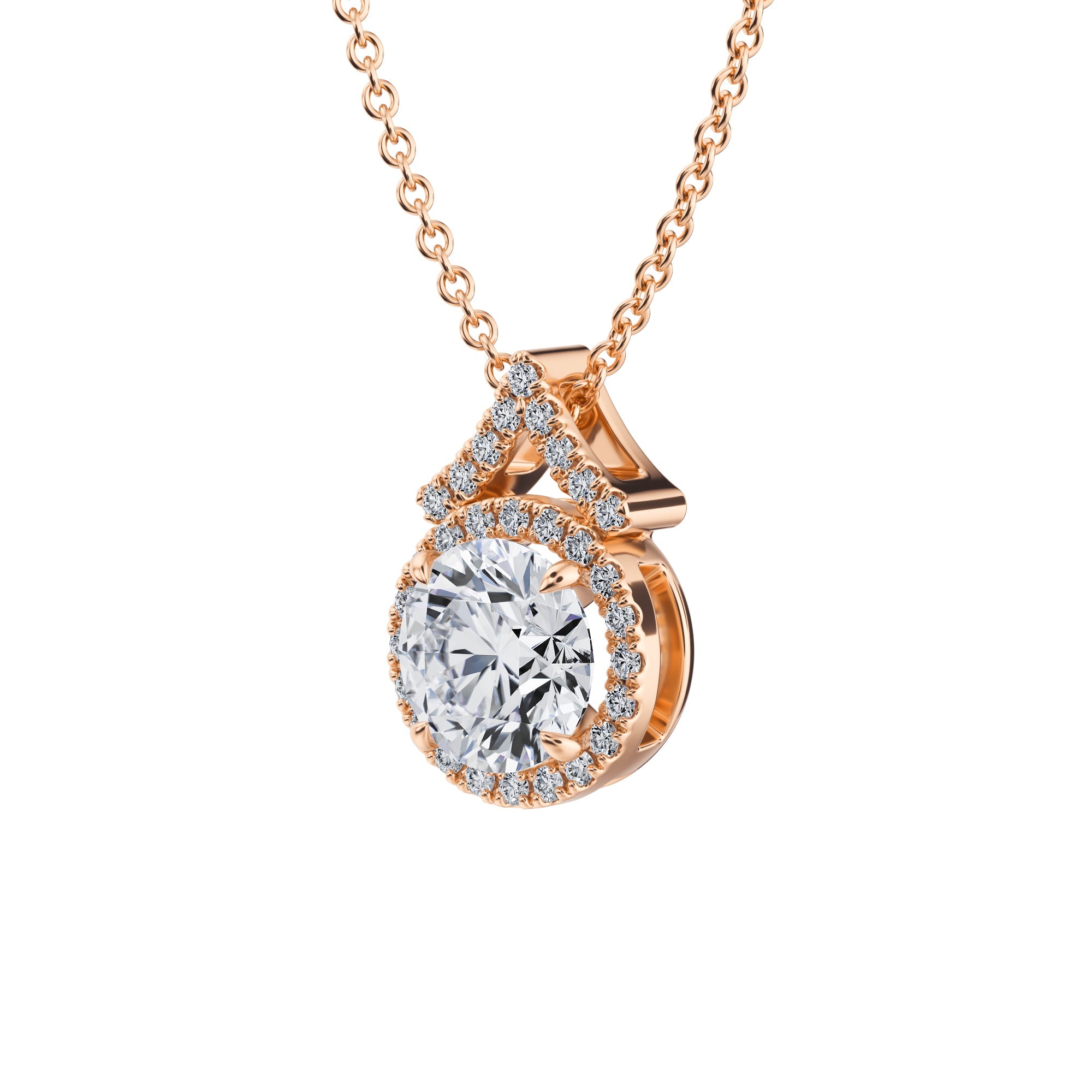 1 Carat Round Halo Pendants