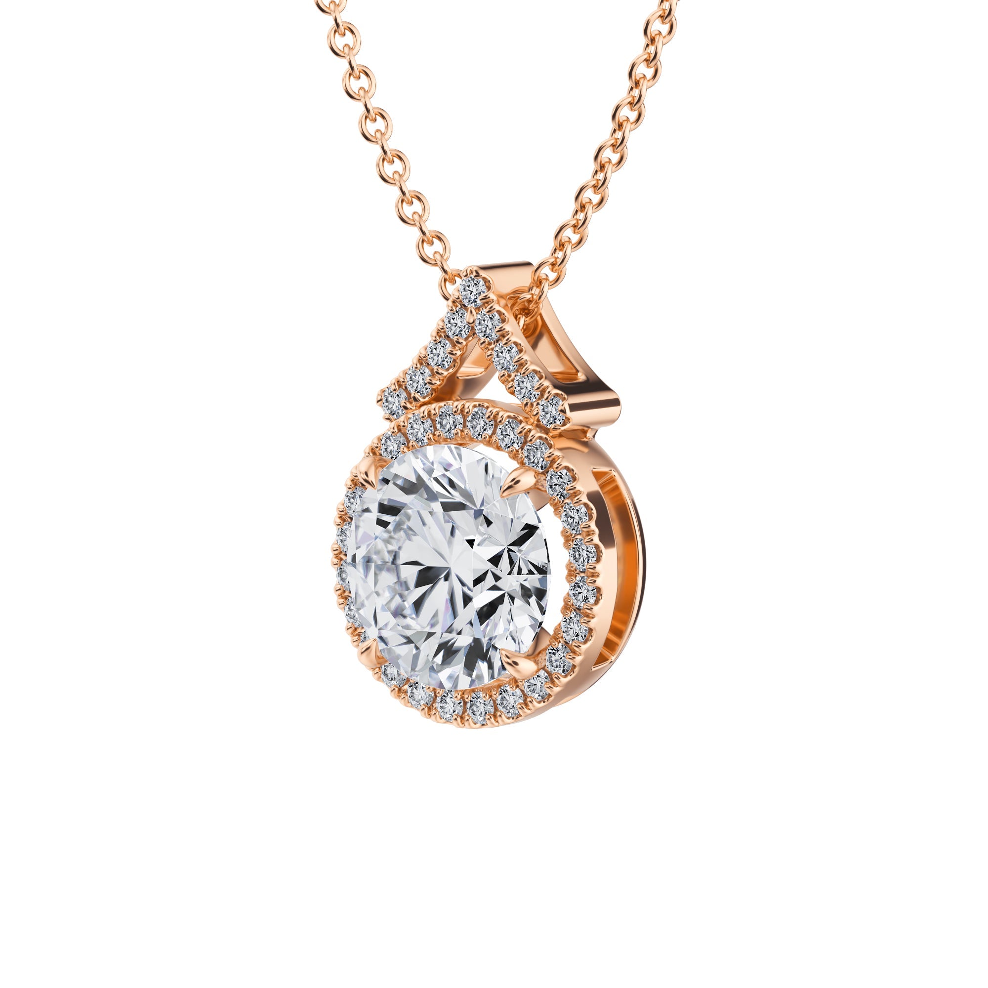 1 1/2 Carat Round Halo Pendants