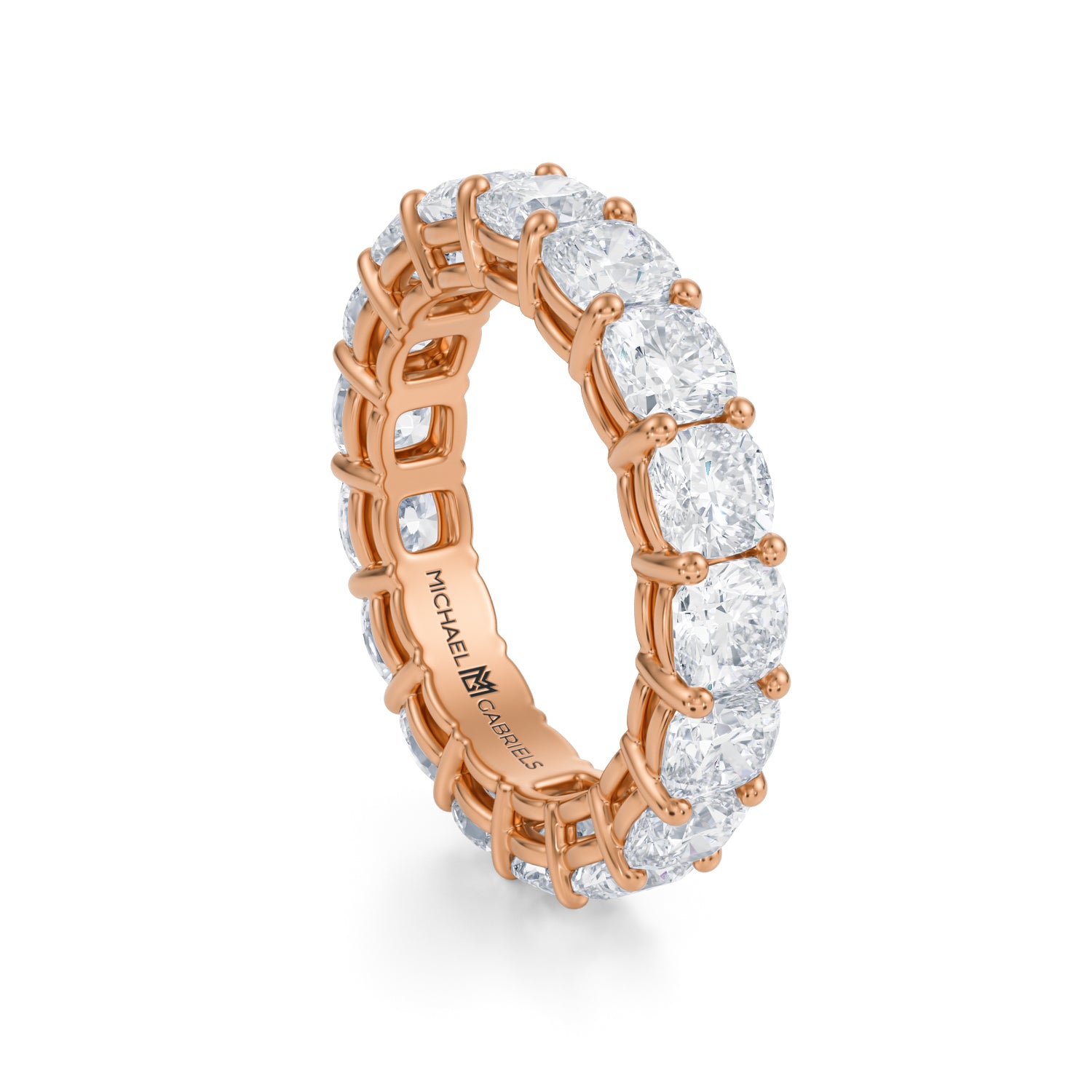 Rose Gold Cushion Cut Lab Grown Diamond Eternity Band - Medium