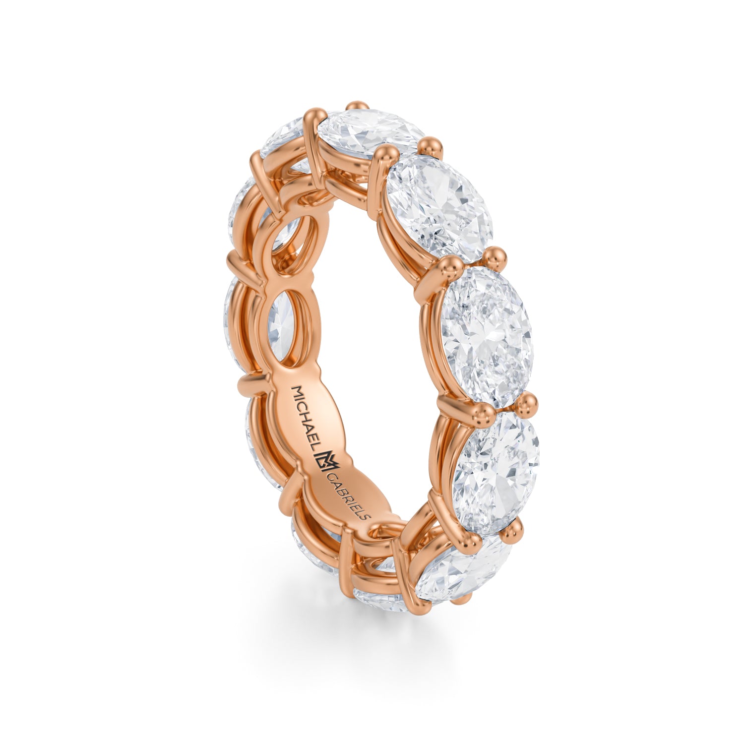 Rose Gold Horizontal Oval Lab Grown Diamond Eternity Band - Large