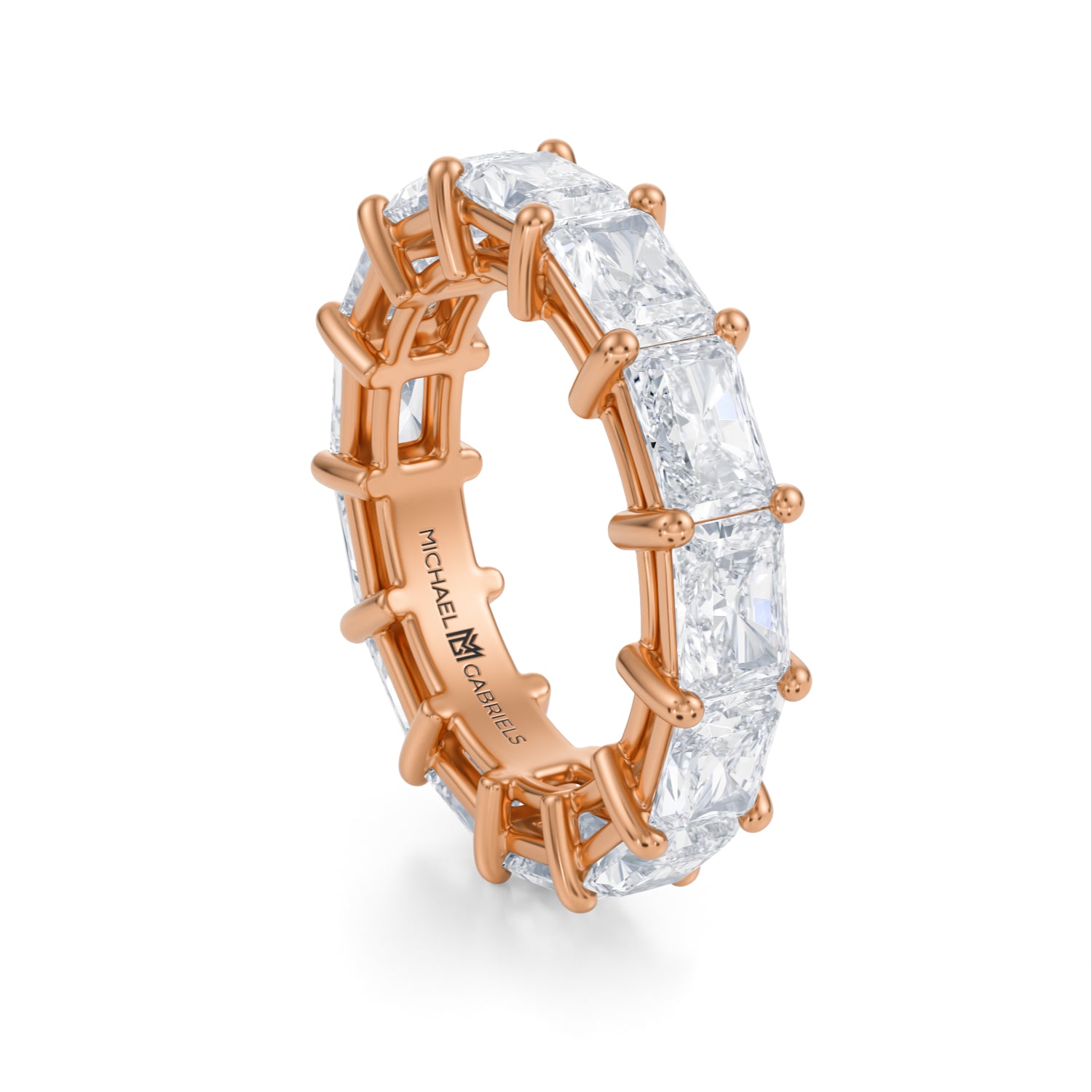 Rose Gold Horizontal Radiant Lab Grown Diamond Eternity Band - Large