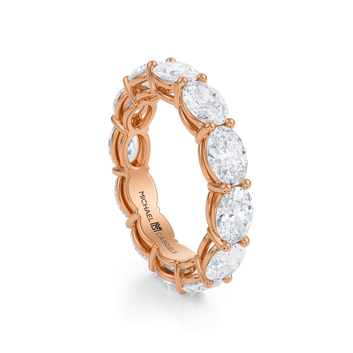 Rose Gold Horizontal Oval Lab Grown Diamond Eternity Band - Medium