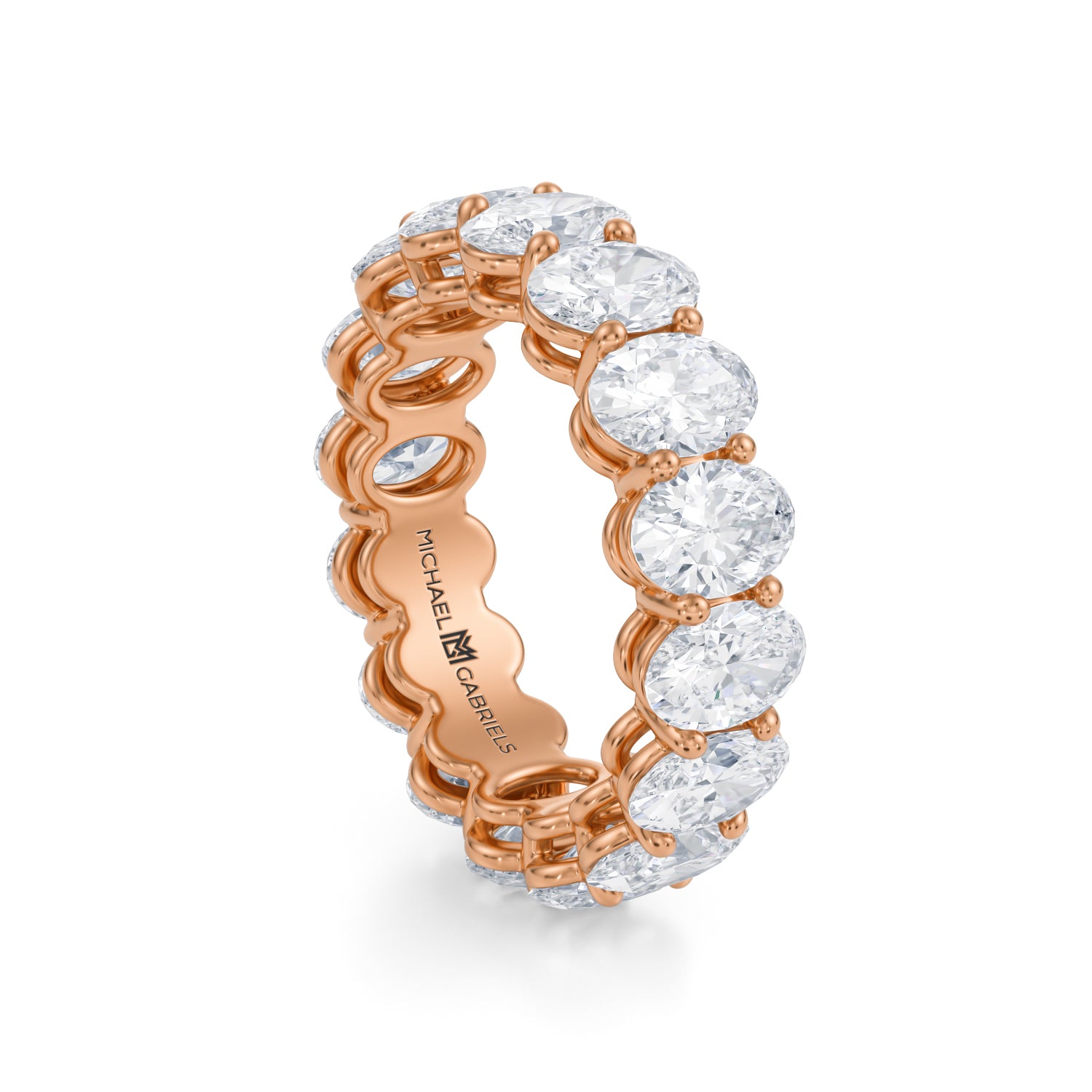 Rose Gold Vertical Oval Lab Grown Diamond Eternity Band - Medium