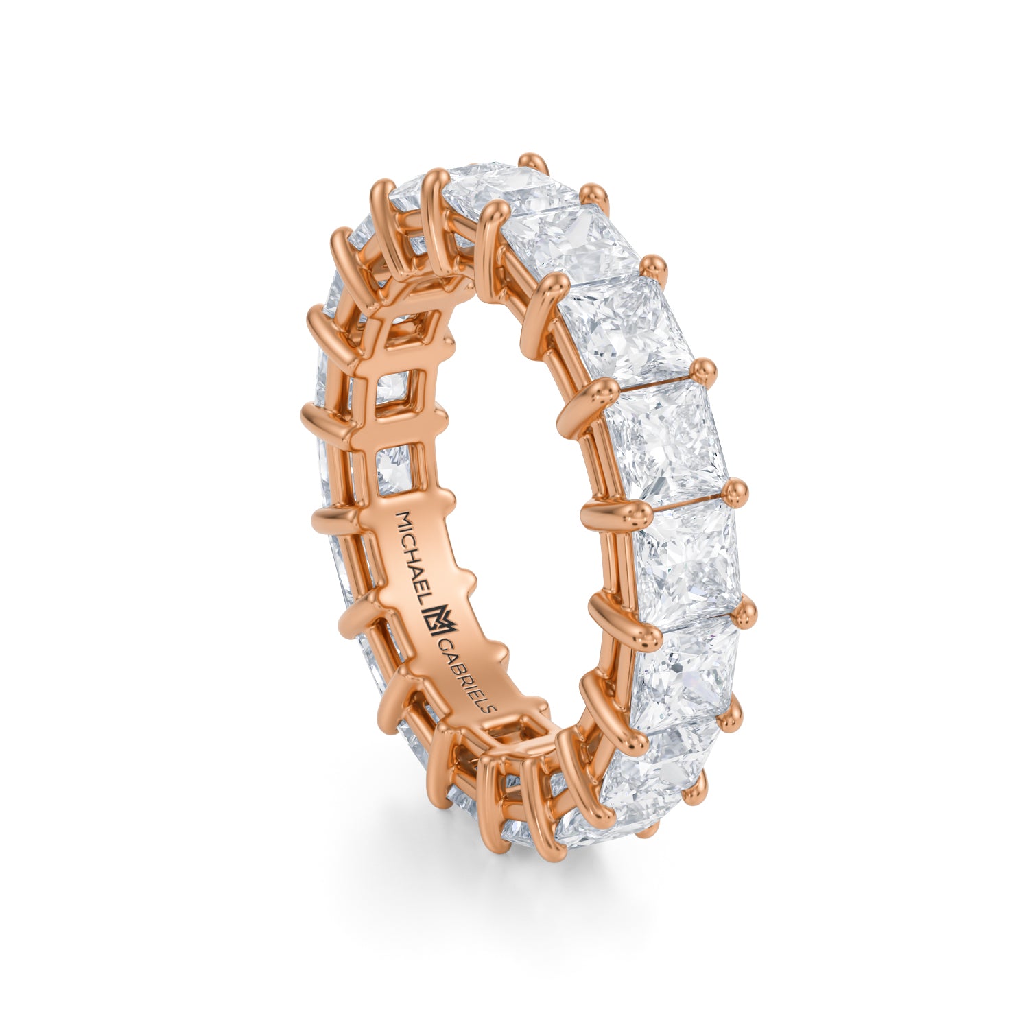 Rose Gold Princess Cut Lab Grown Diamond Eternity Band - Medium