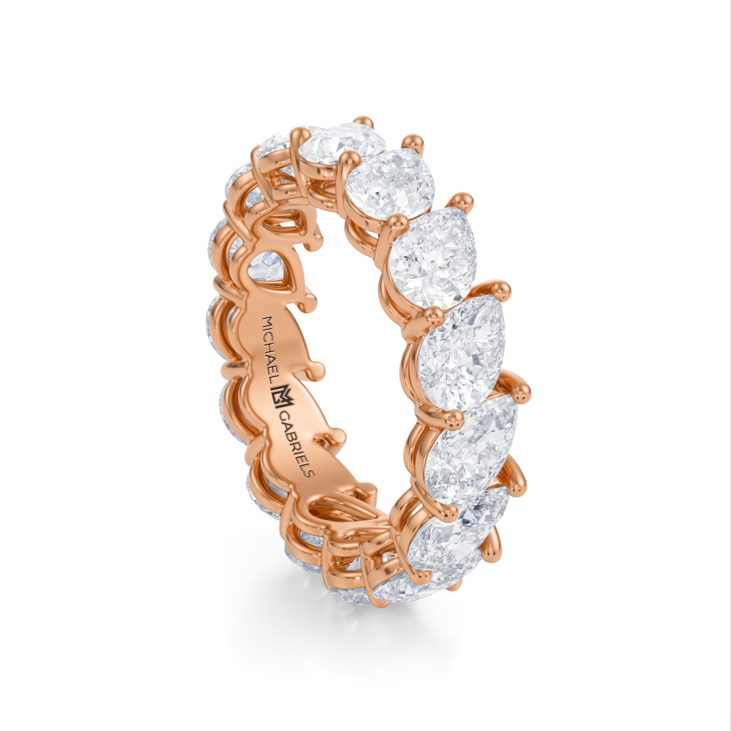 Rose Gold Slanted Pear Lab Grown Diamond Eternity Band - Medium