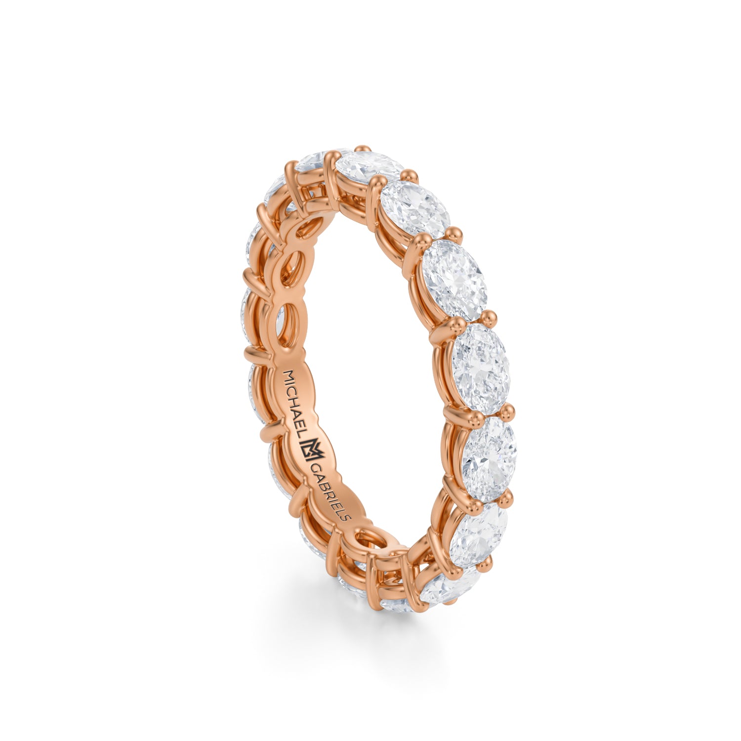 Rose Gold Horizontal Oval Lab Grown Diamond Eternity Band - Petite