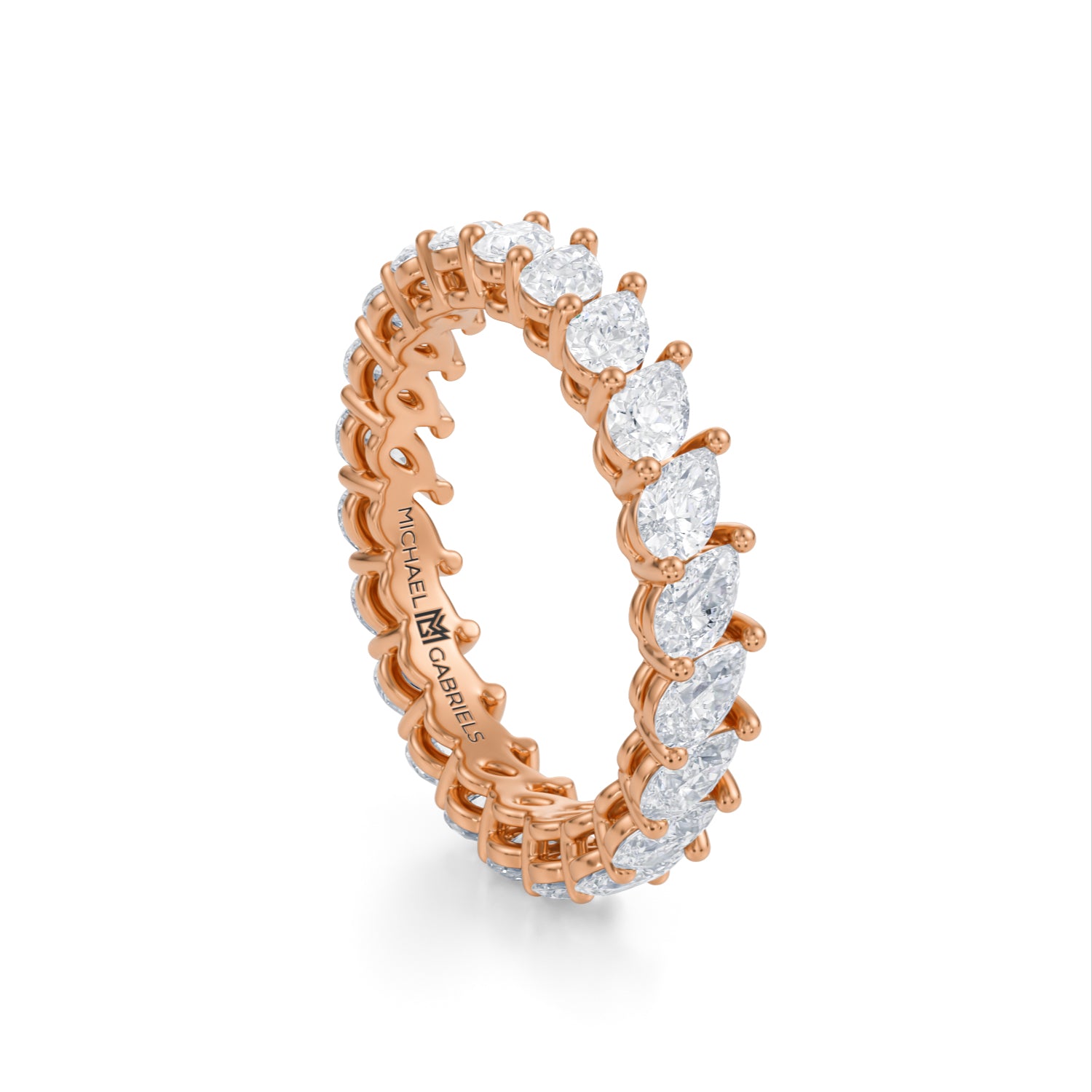 Rose Gold Slanted Pear Lab Grown Diamond Eternity Band - Petite