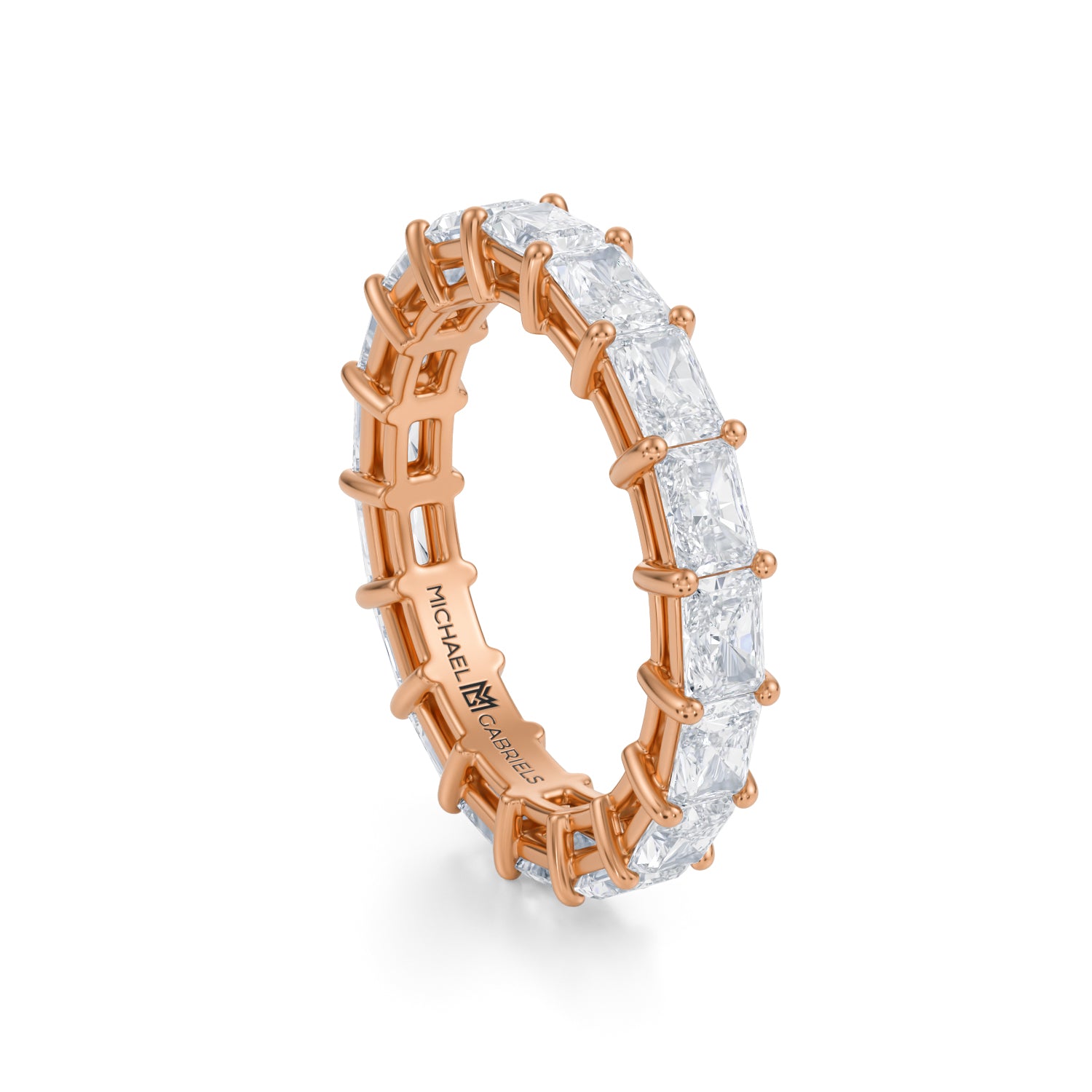 Rose Gold Horizontal Radiant Lab Grown Diamond Eternity Band - Petite