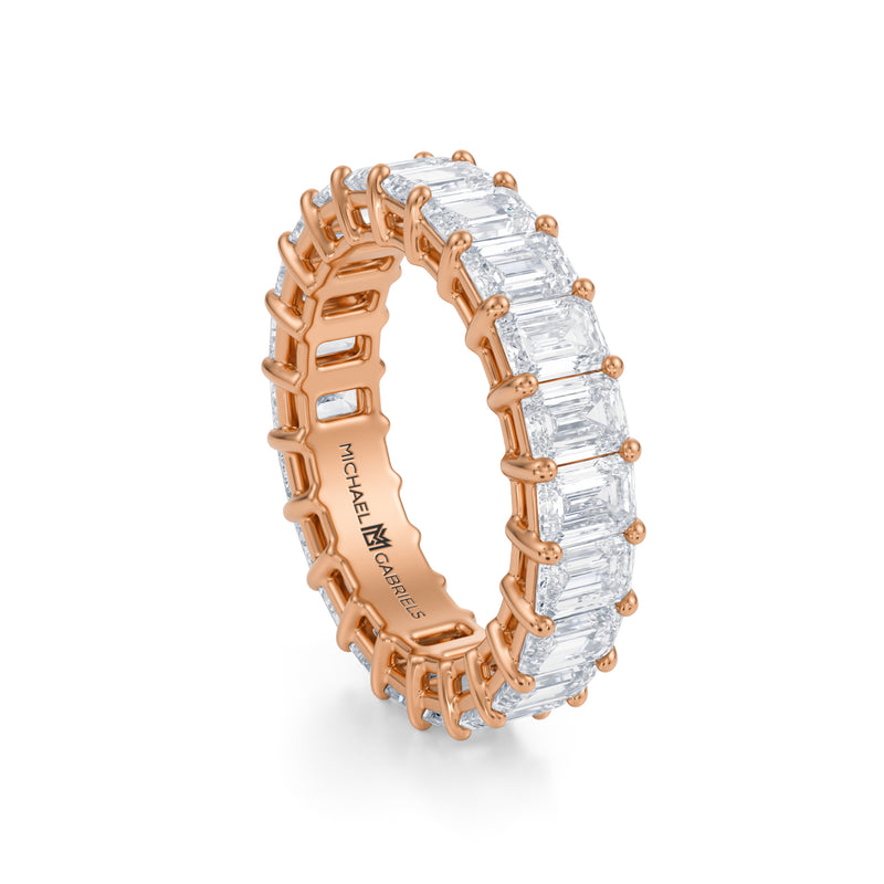 Rose Gold Vertical Emerald Lab Grown Diamond Eternity Band - Small