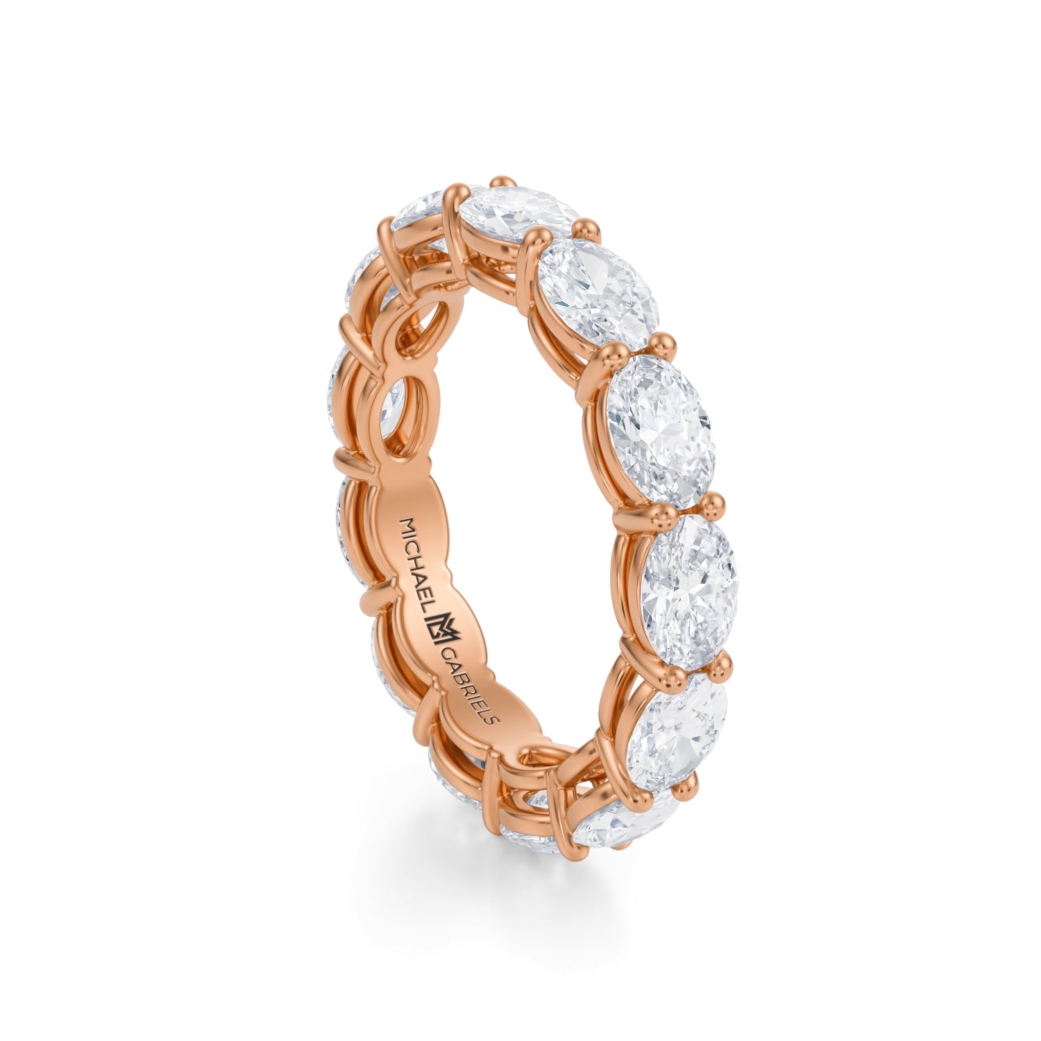 Rose Gold Horizontal Oval Lab Grown Diamond Eternity Band - Small