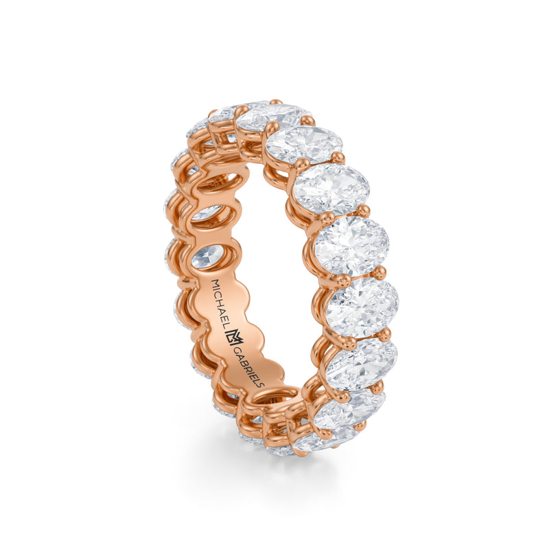 Rose Gold Vertical Oval Lab Grown Diamond Eternity Band - Small