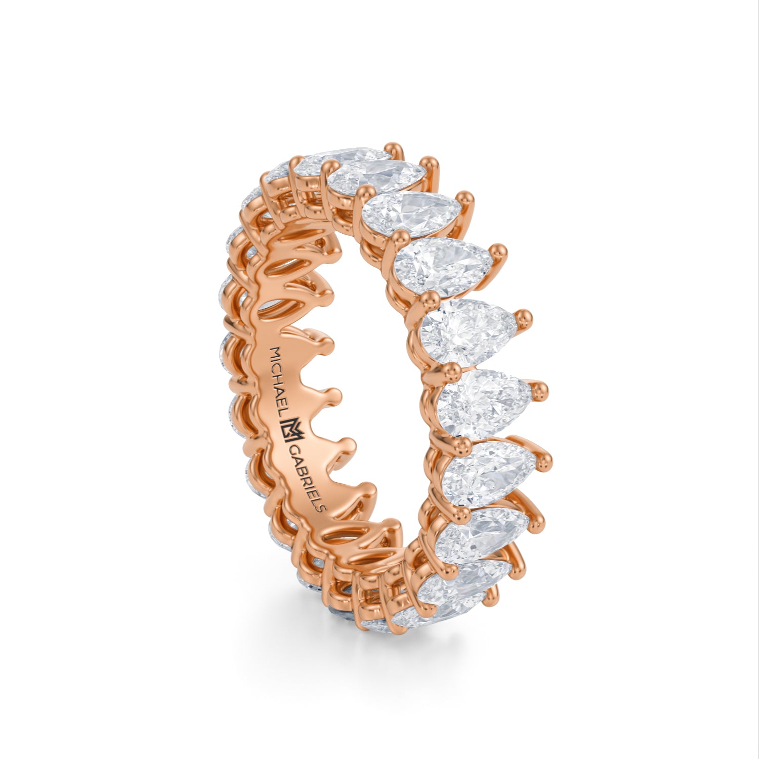 4 Carat Pear Lab Grown Diamond Basket Eternity Band