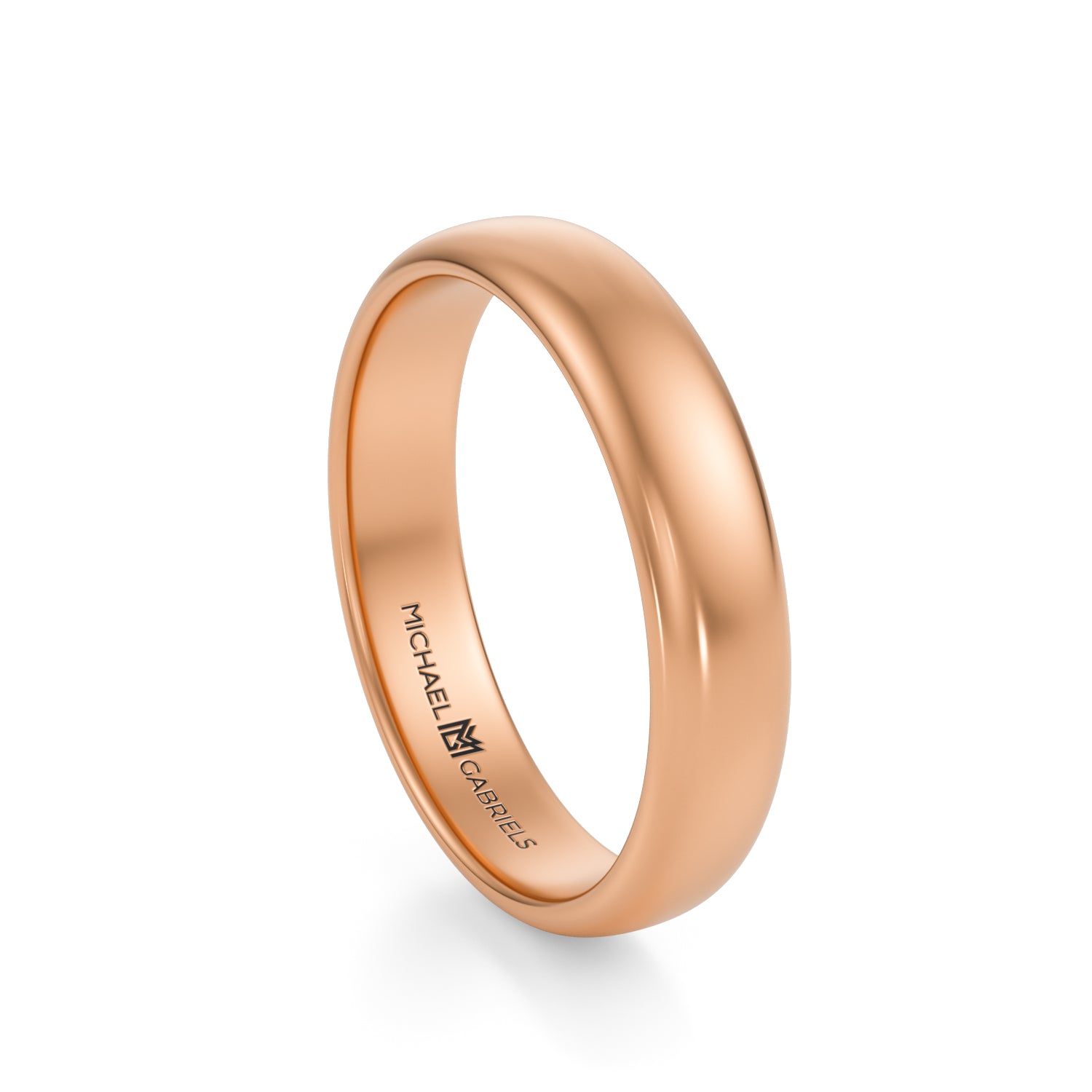 Rose Gold 4mm Mens Wedding Band - High Polish