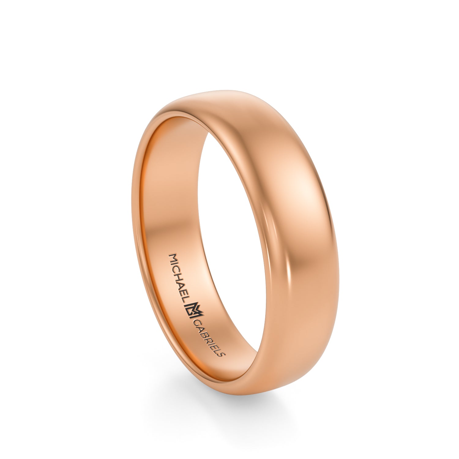 Rose Gold 5mm Mens Wedding Band - High Polish