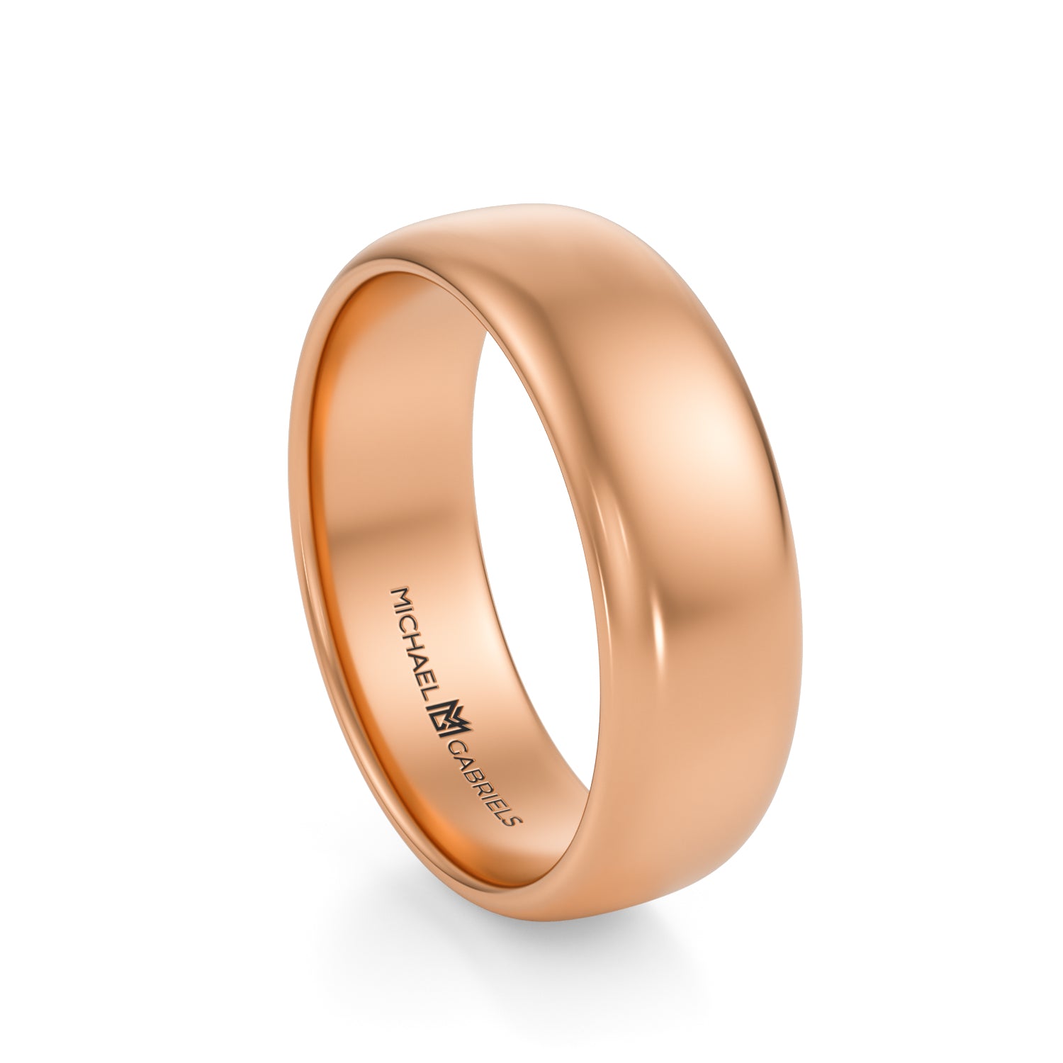 Rose Gold 6mm Mens Wedding Band - High Polish