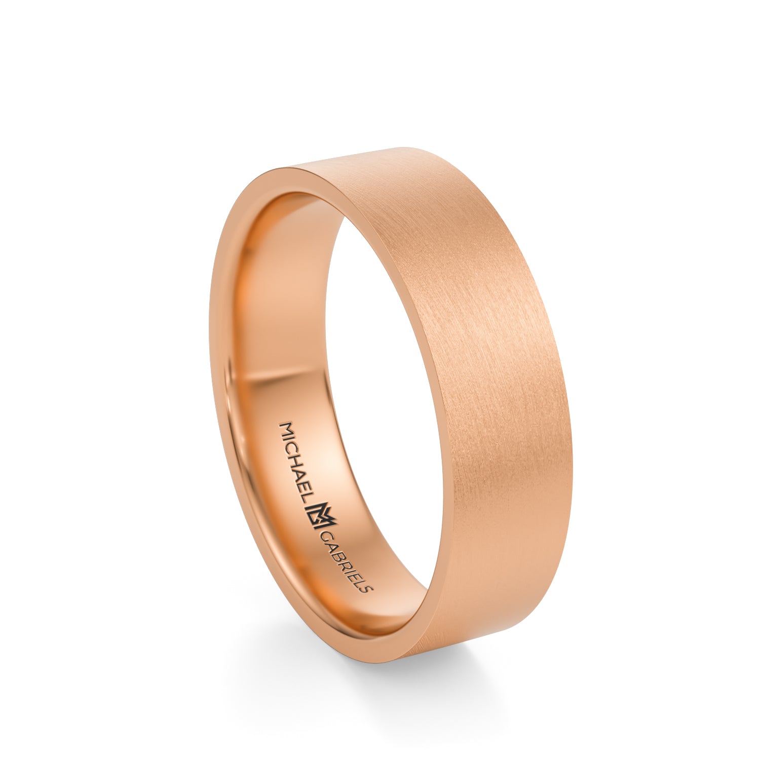 Rose Gold 5mm Mens Flat Wedding Band - Matte