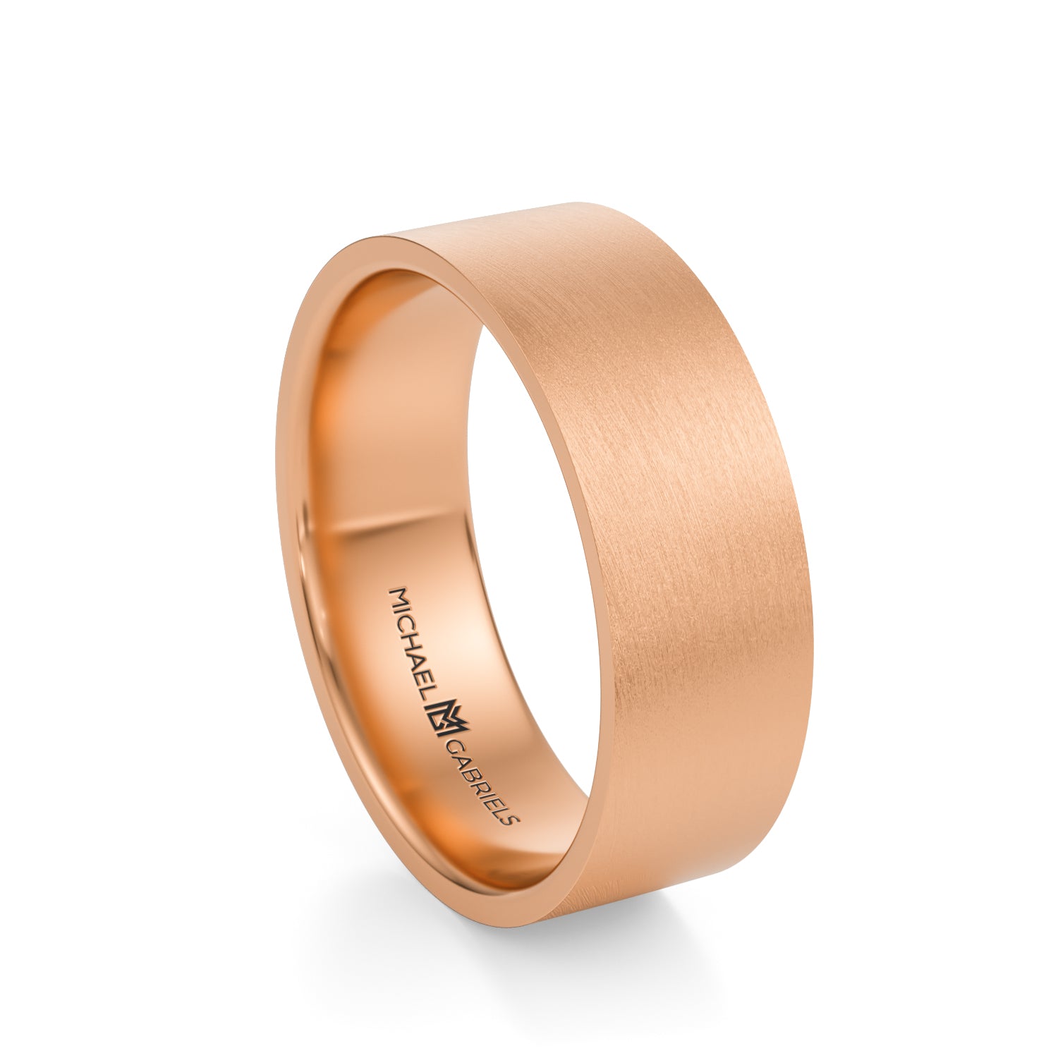 Rose Gold 6mm Mens Flat Wedding Band - Matte