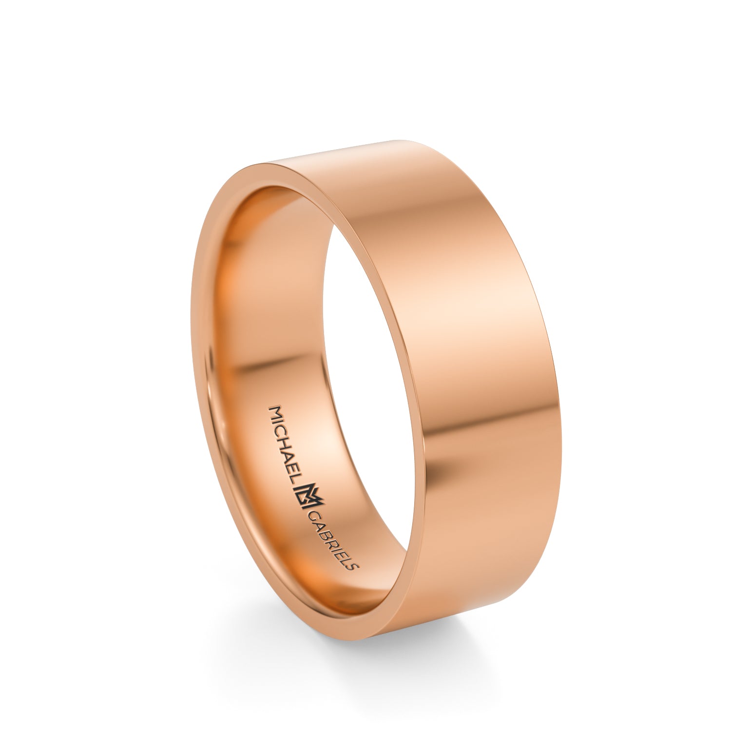 Rose Gold 6mm Mens Flat Wedding Band - High Polish