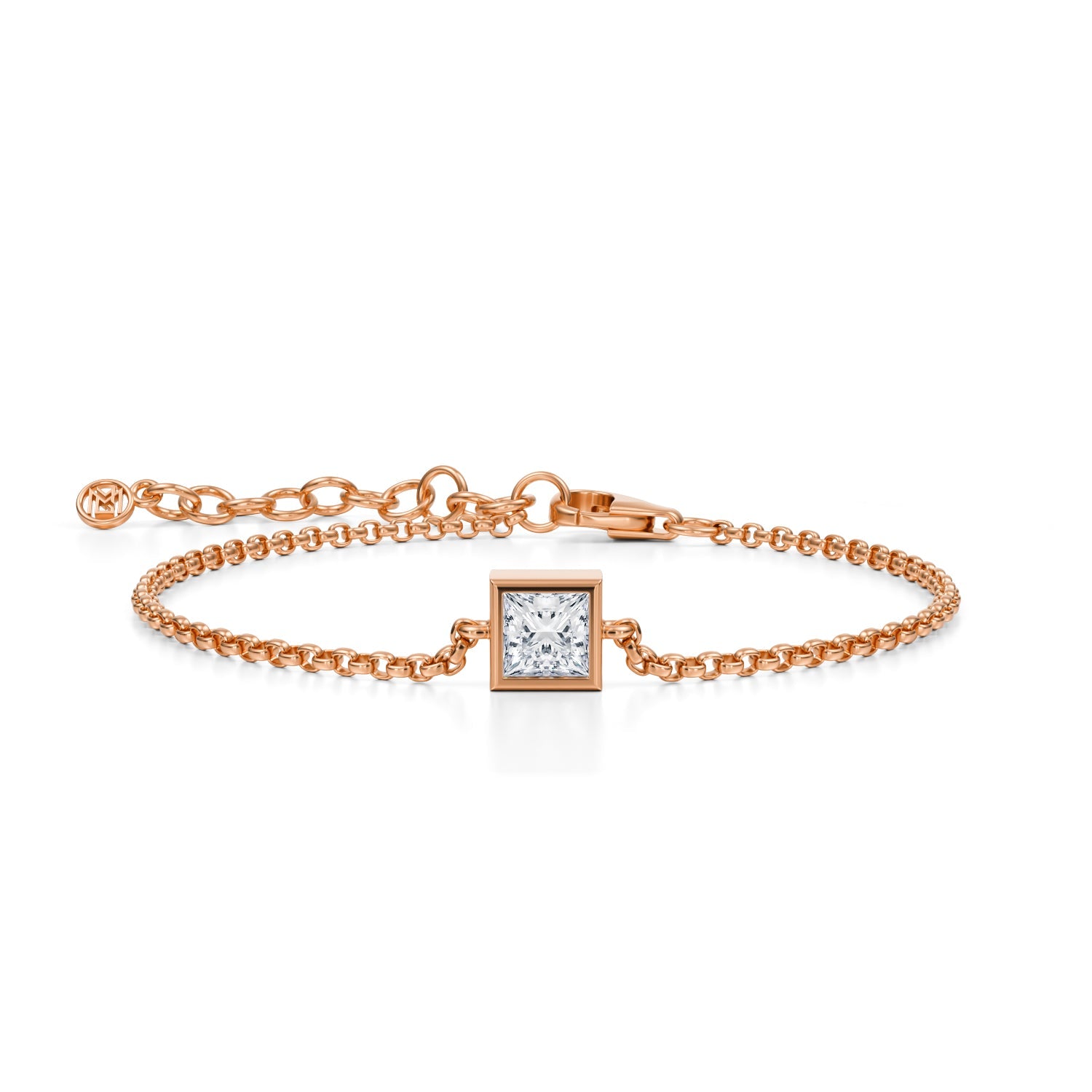 1 Carat Princess Cut Bezel Solitaire Bracelet