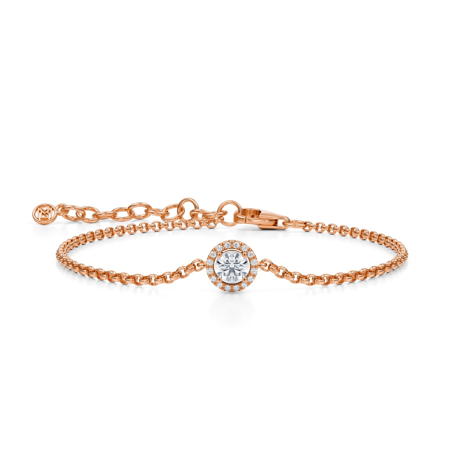 1/2 Carat Round Halo Chain Bracelet