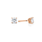 Rose gold lab diamond stud earrings, 1 carat