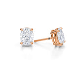 Rose gold lab diamond stud earrings, 3 carats.