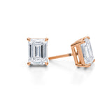 Rose gold earrings with 4ct emerald lab-grown diamonds.